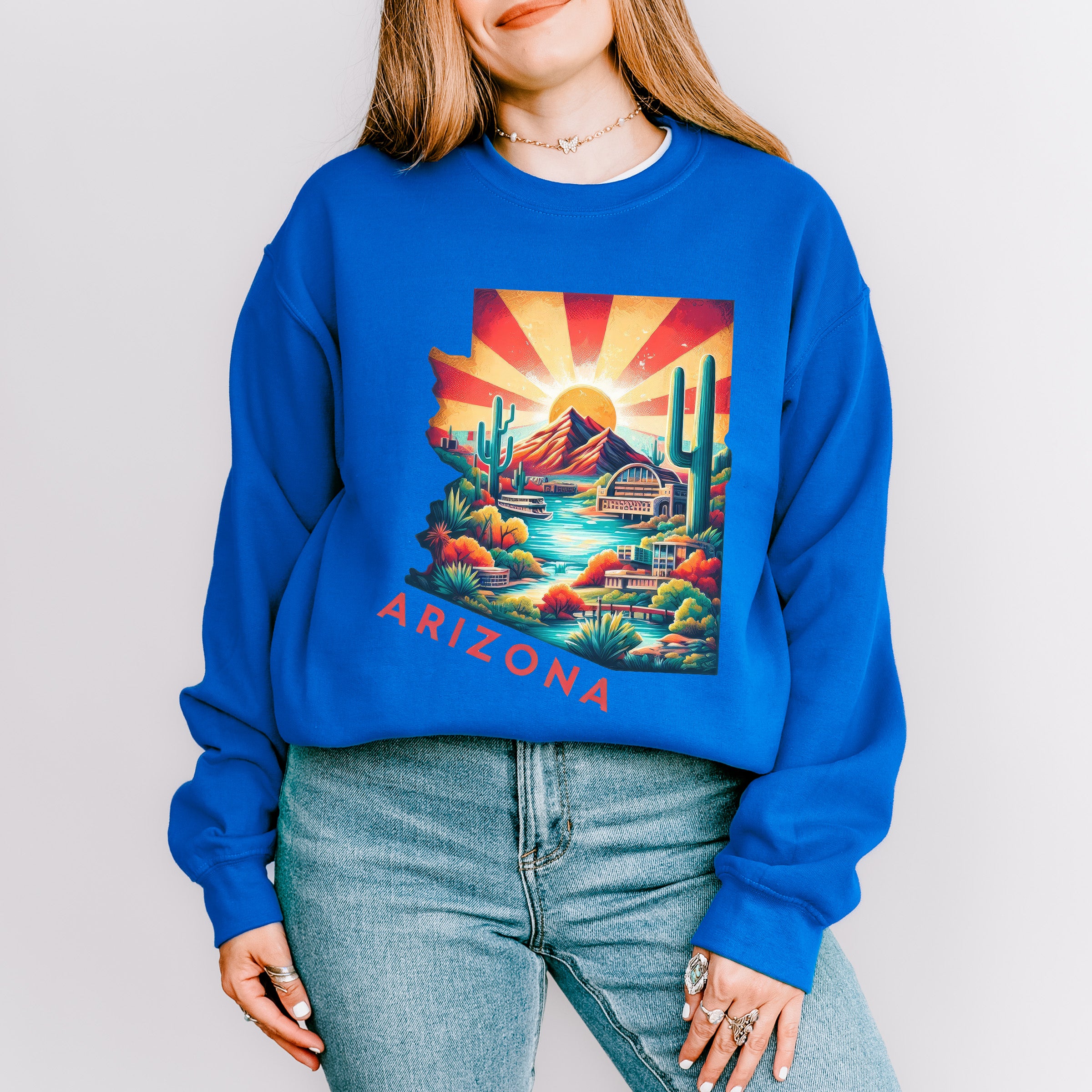 Colorful Arizona Design - States &amp; Cities Unisex Crewneck T-Shirt Sweatshirt Hoodie