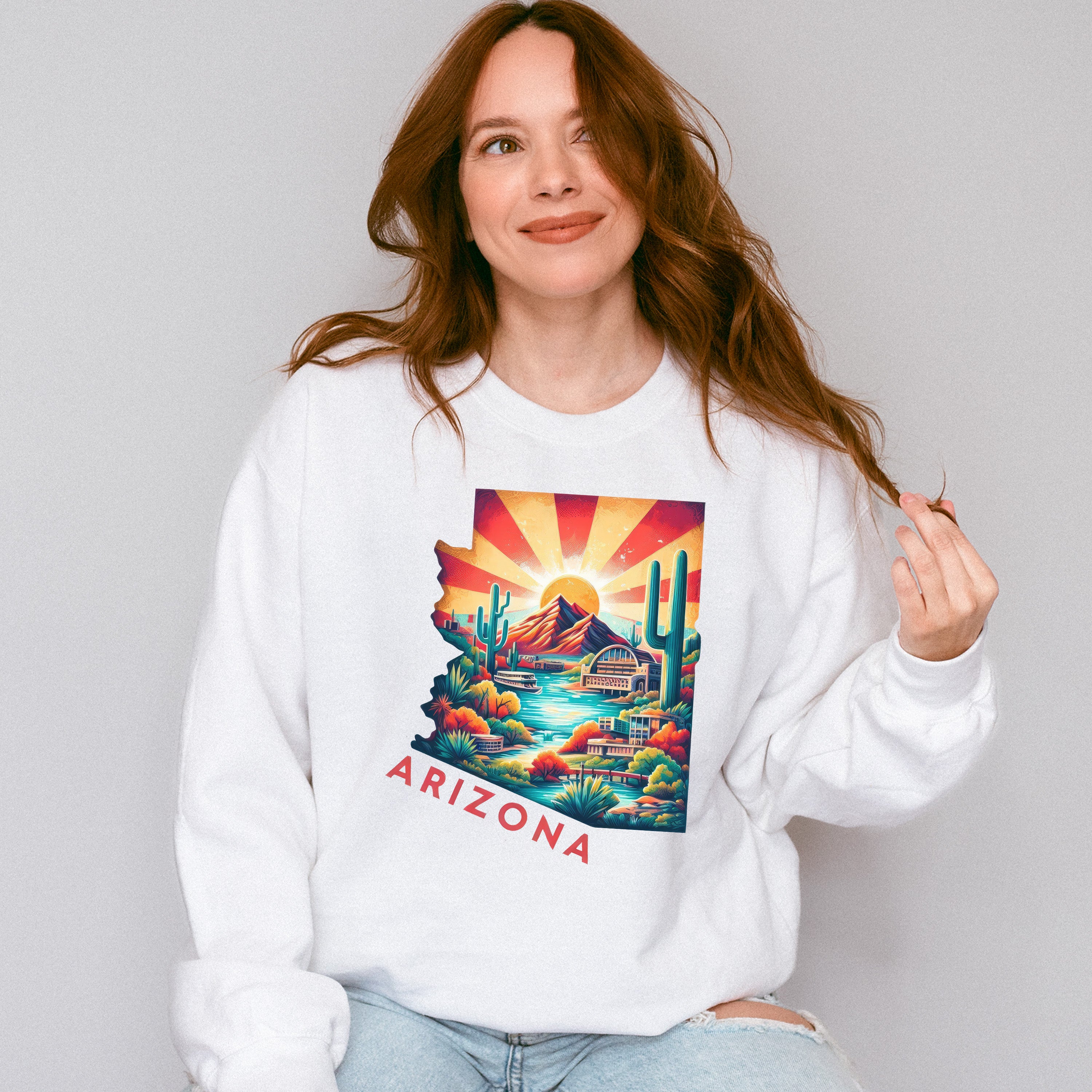 Colorful Arizona Design - States &amp; Cities Unisex Crewneck T-Shirt Sweatshirt Hoodie
