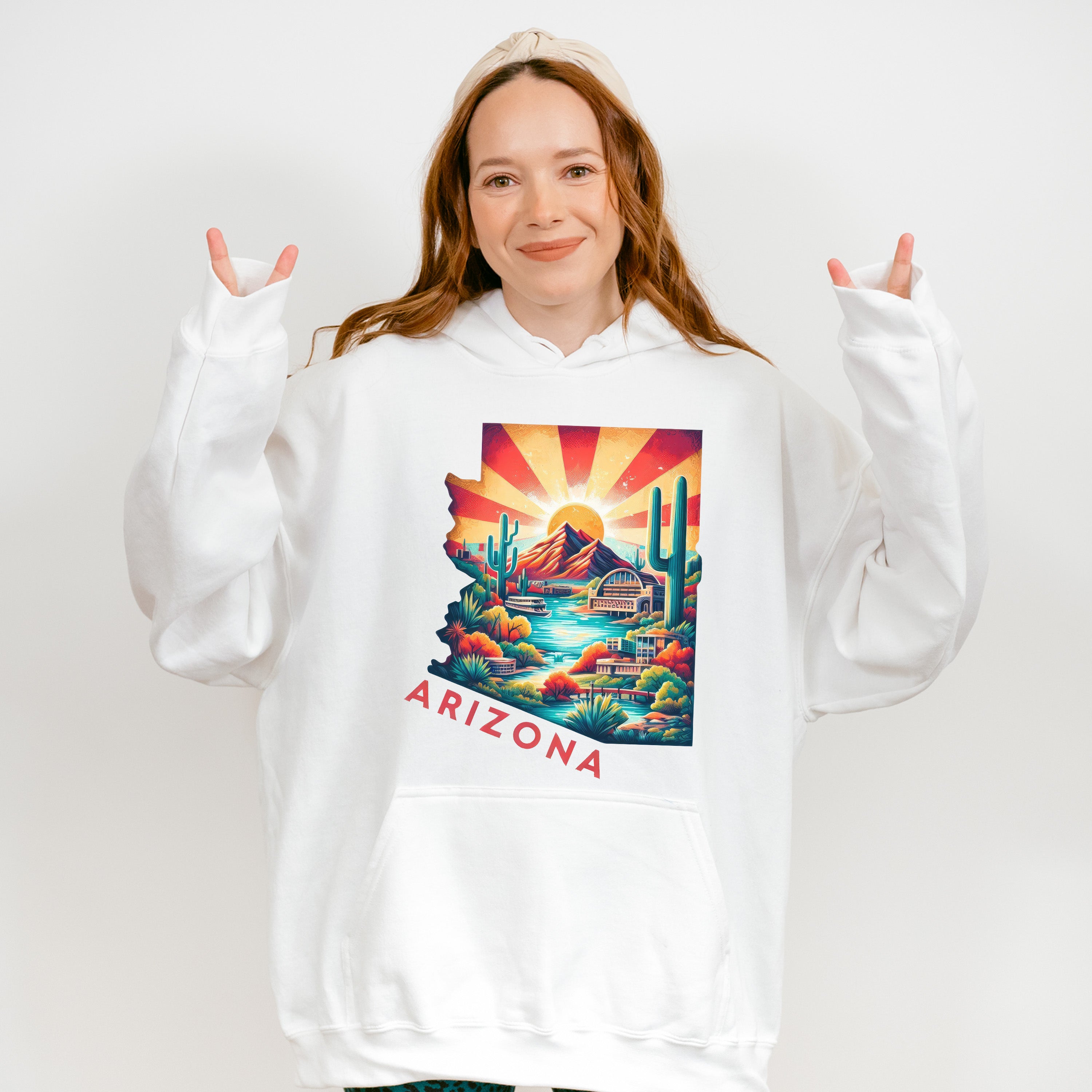 Colorful Arizona Design - States &amp; Cities Unisex Crewneck T-Shirt Sweatshirt Hoodie