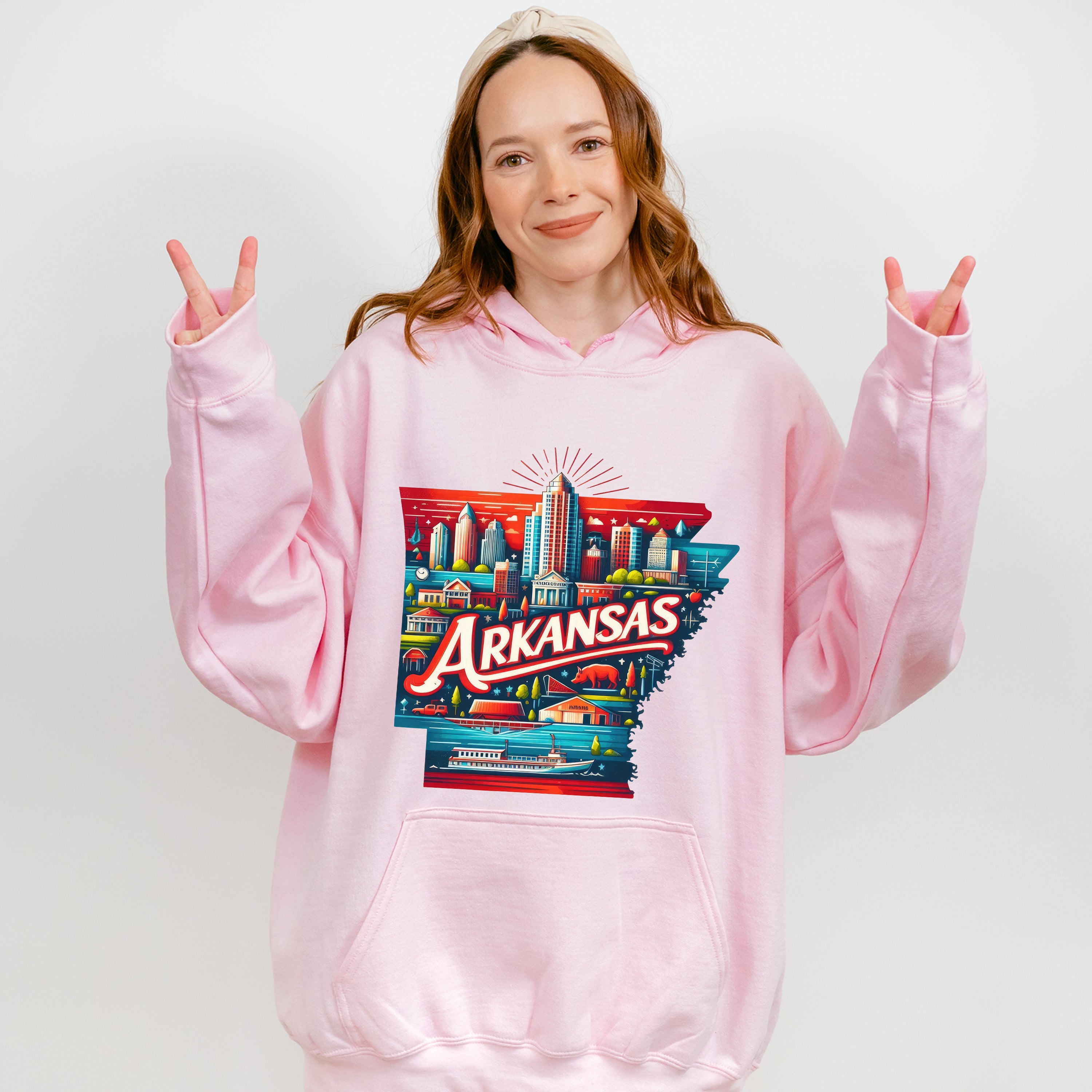 Colorful Arkansas Design - States &amp; Cities Unisex Crewneck T-Shirt Sweatshirt Hoodie