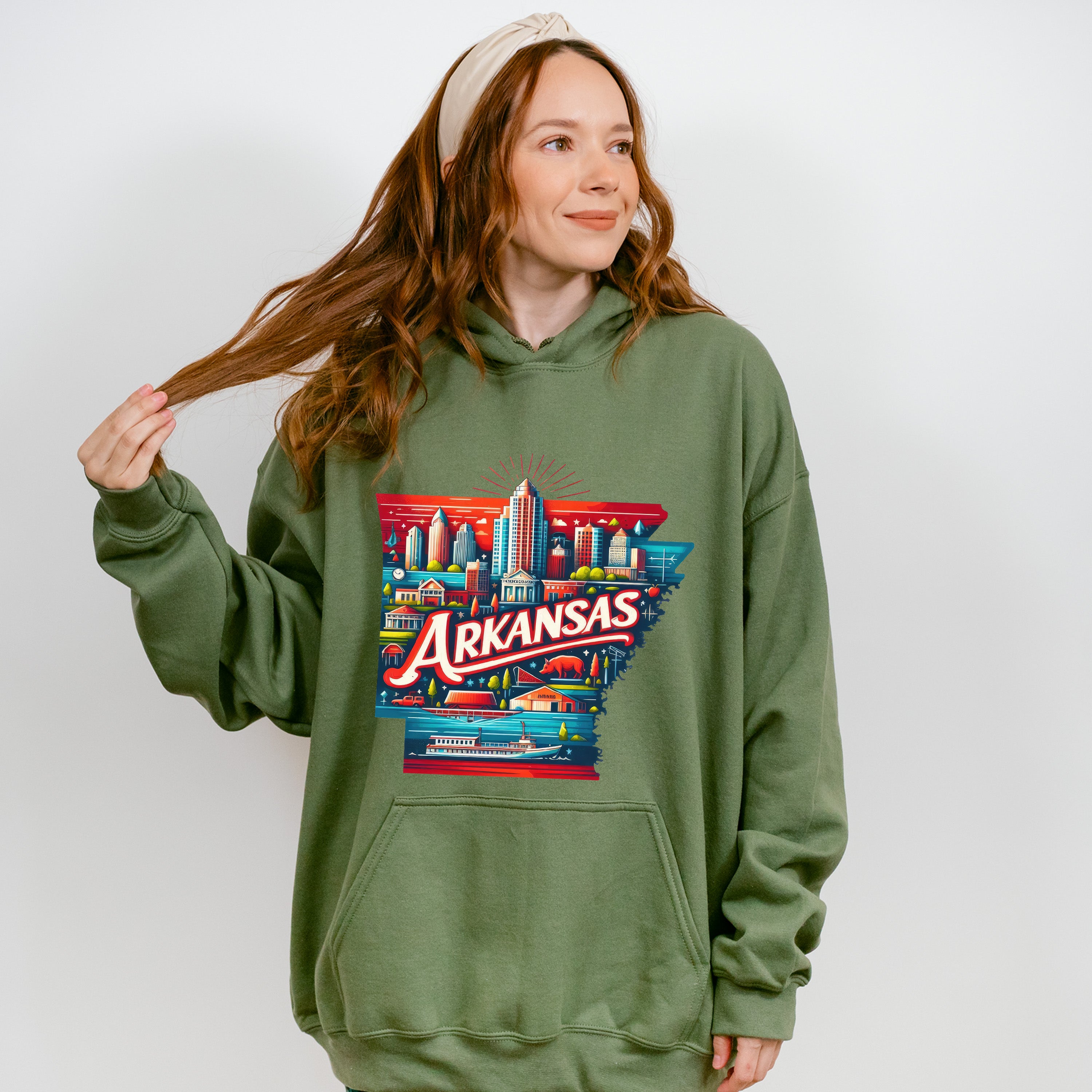 Colorful Arkansas Design - States &amp; Cities Unisex Crewneck T-Shirt Sweatshirt Hoodie