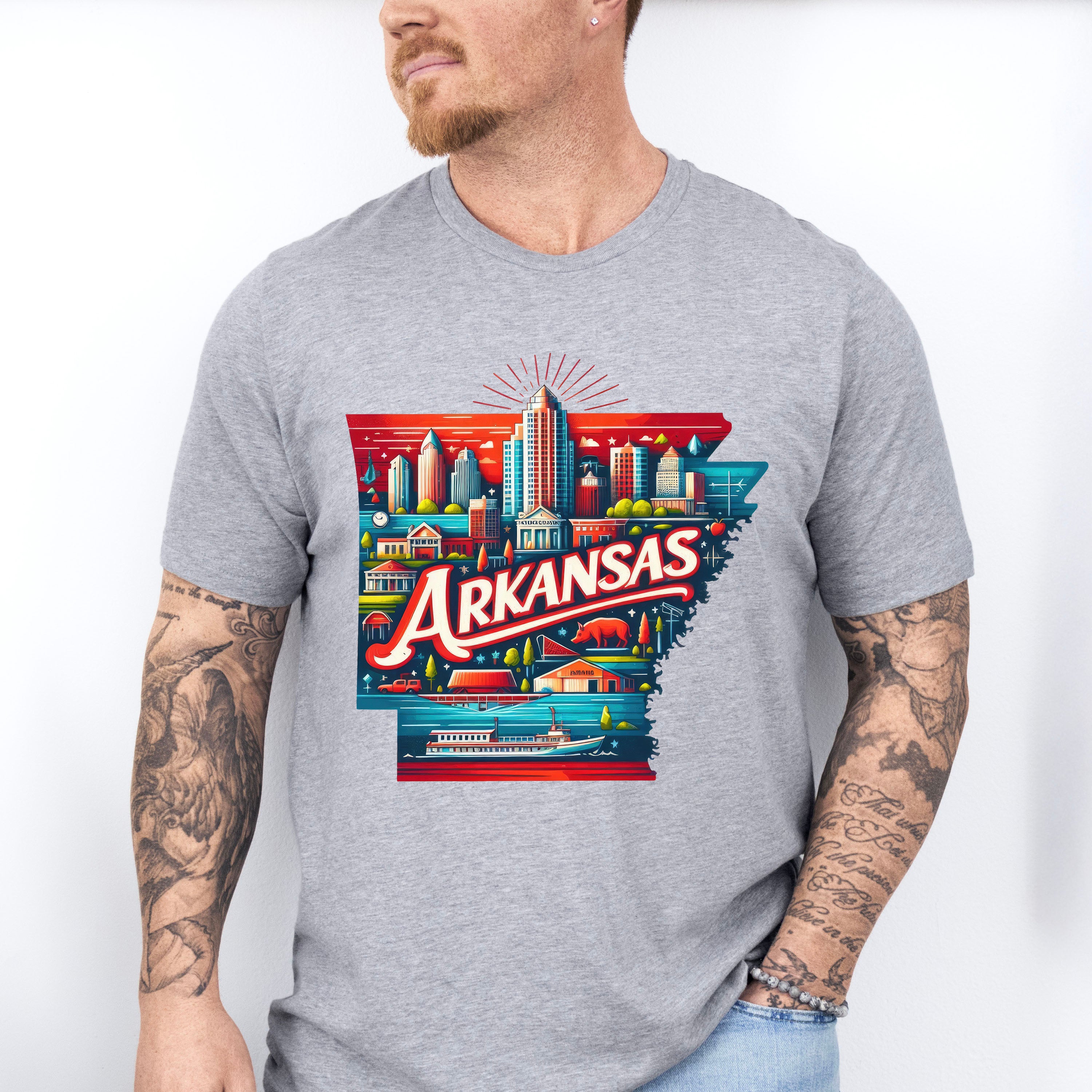 Colorful Arkansas Design - States &amp; Cities Unisex Crewneck T-Shirt Sweatshirt Hoodie