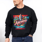 Colorful Arkansas Design - States & Cities Unisex Crewneck T-Shirt Sweatshirt Hoodie
