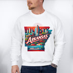 Colorful Arkansas Design - States & Cities Unisex Crewneck T-Shirt Sweatshirt Hoodie
