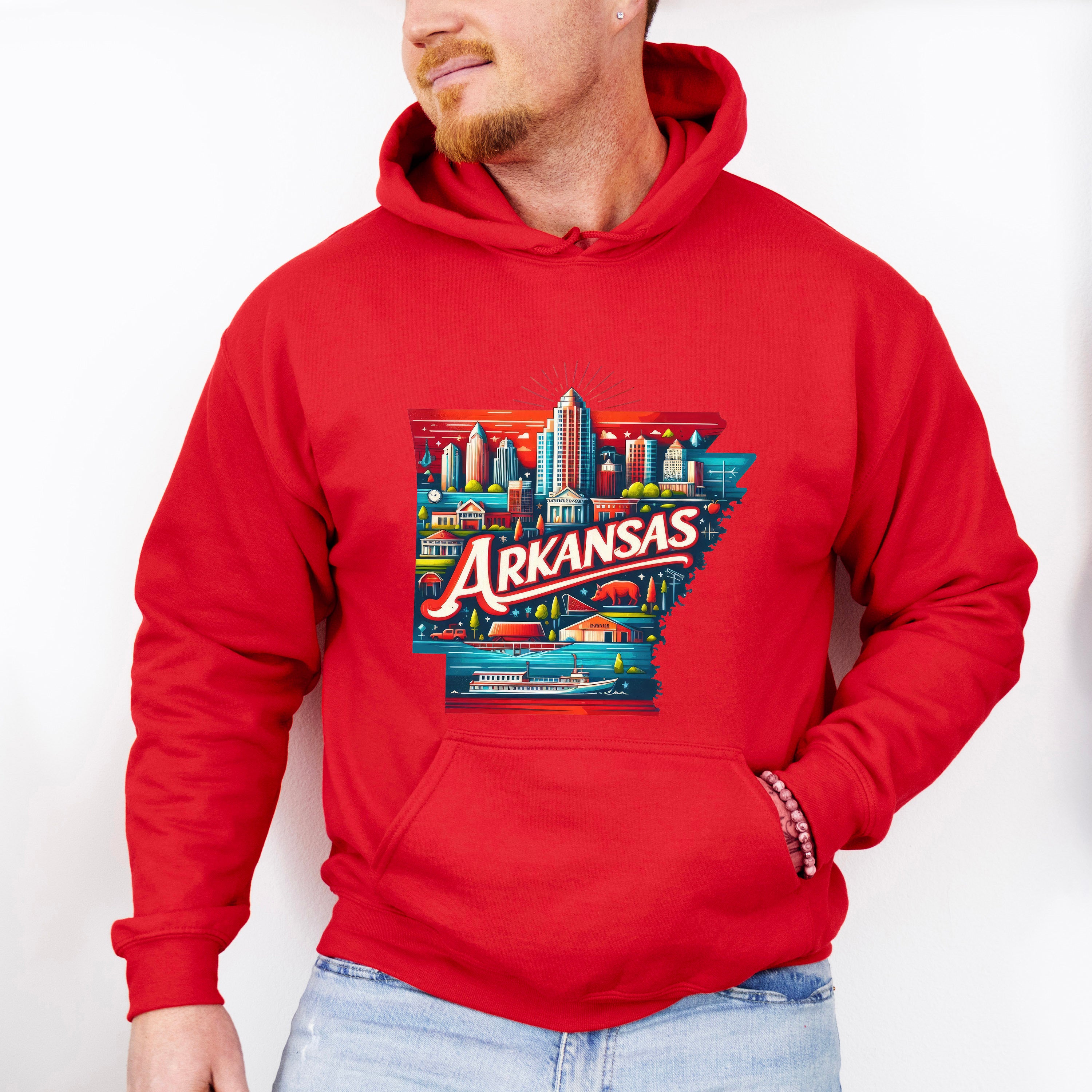 Colorful Arkansas Design - States &amp; Cities Unisex Crewneck T-Shirt Sweatshirt Hoodie