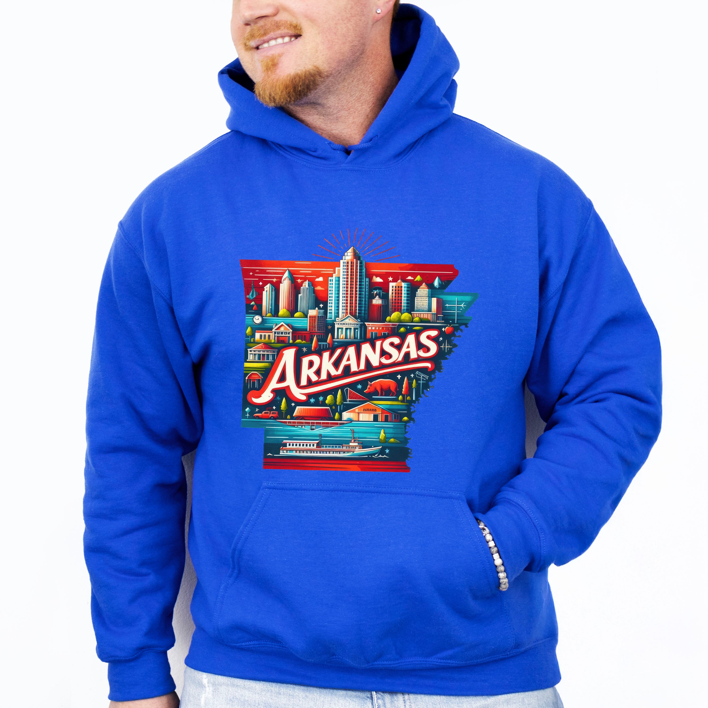 Colorful Arkansas Design - States &amp; Cities Unisex Crewneck T-Shirt Sweatshirt Hoodie