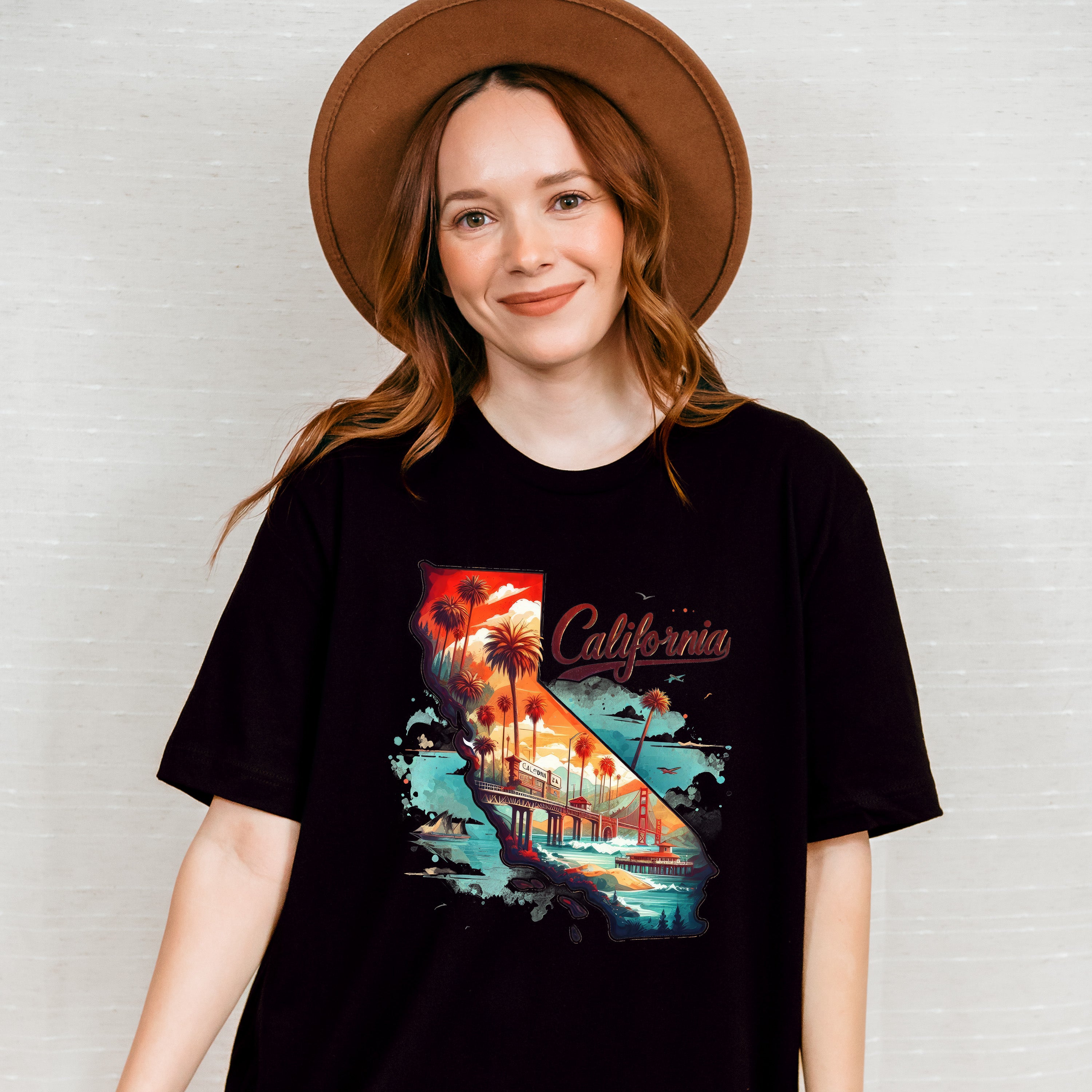 Colorful California Design - States &amp; Cities Unisex Crewneck T-Shirt Sweatshirt Hoodie