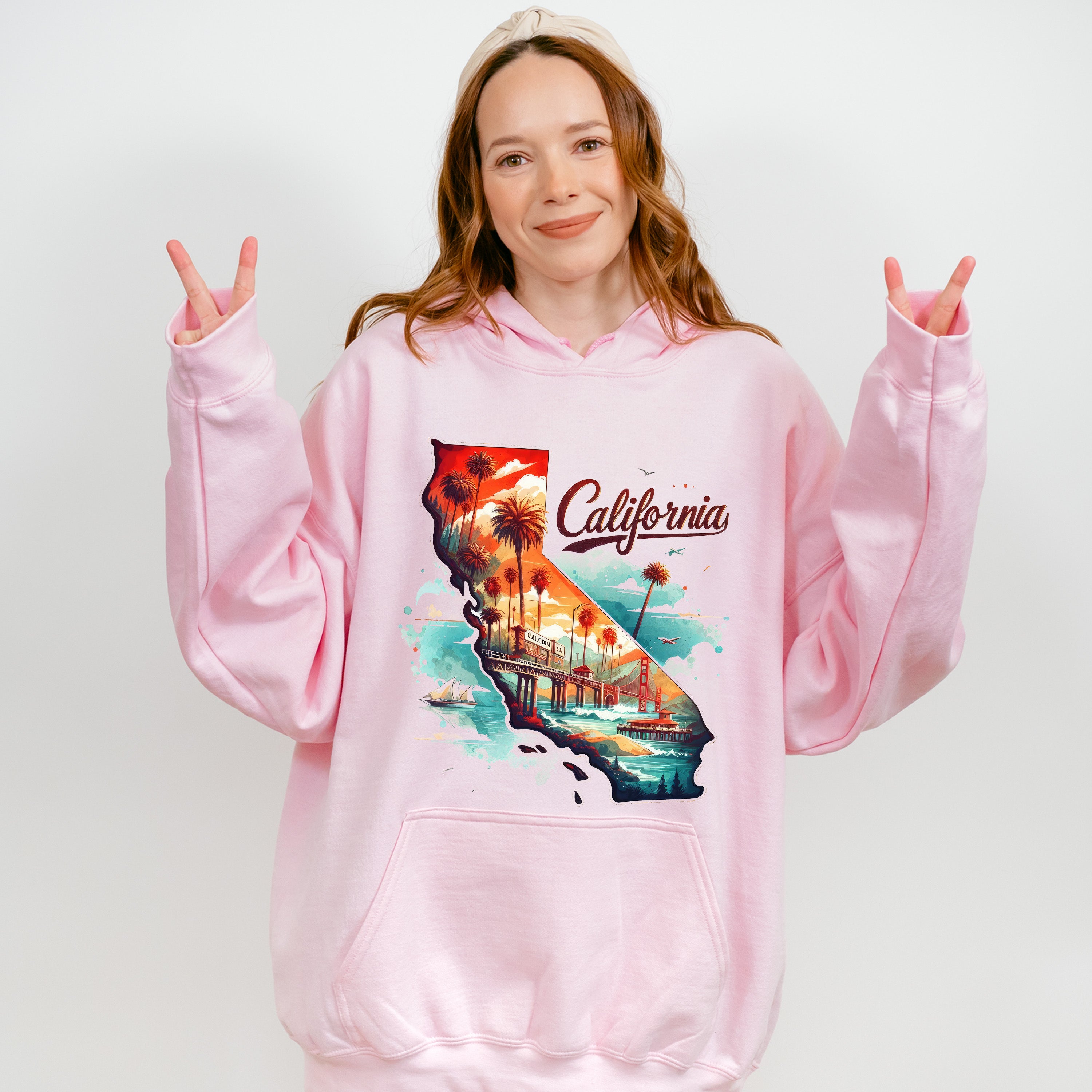 Colorful California Design - States &amp; Cities Unisex Crewneck T-Shirt Sweatshirt Hoodie