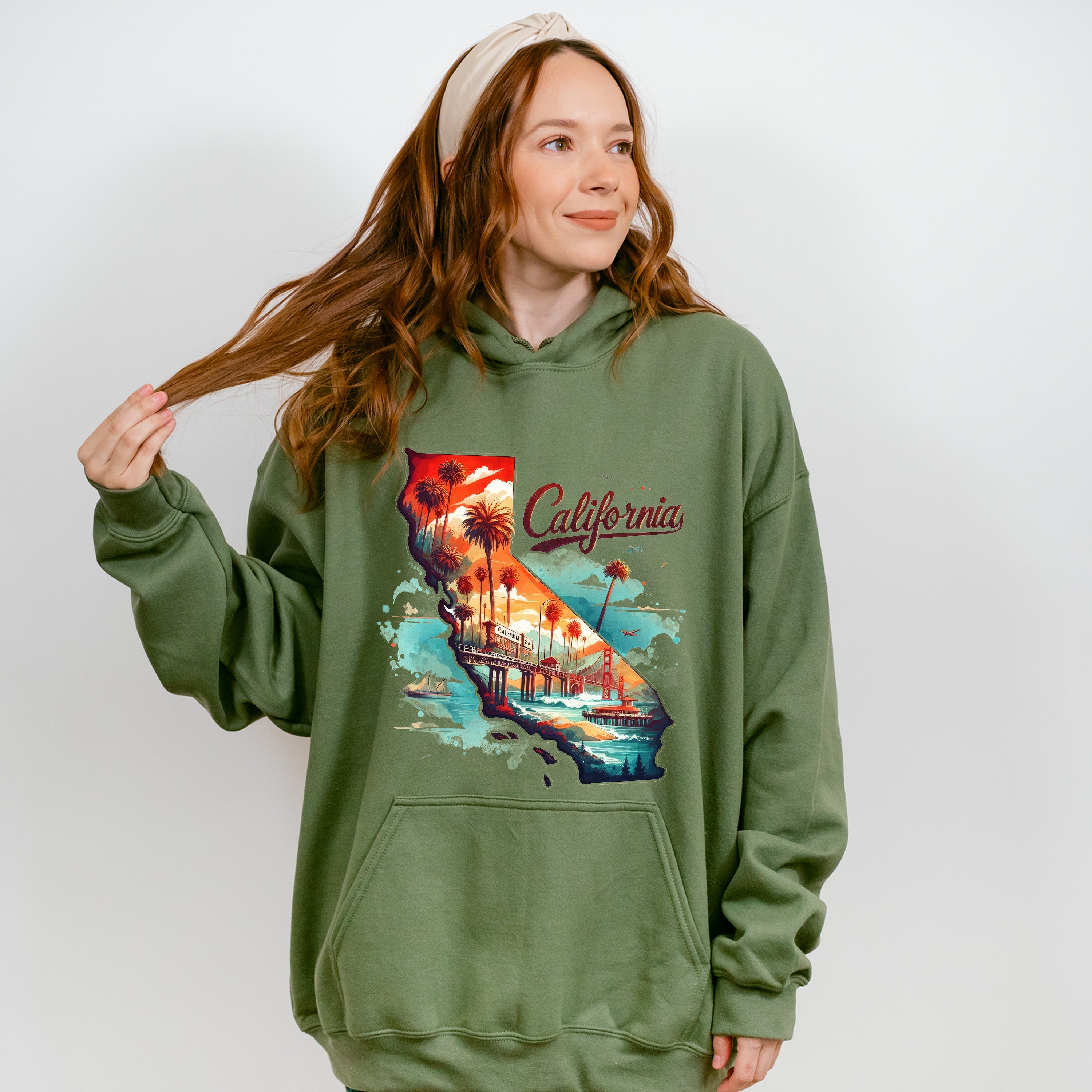 Colorful California Design - States &amp; Cities Unisex Crewneck T-Shirt Sweatshirt Hoodie