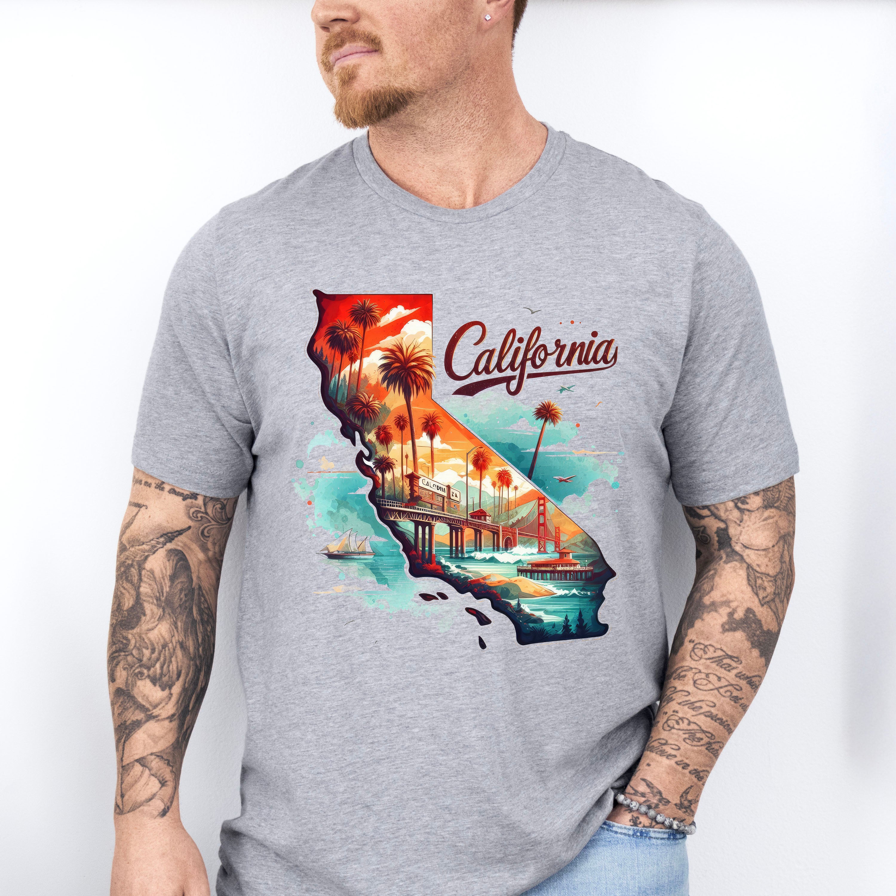 Colorful California Design - States &amp; Cities Unisex Crewneck T-Shirt Sweatshirt Hoodie