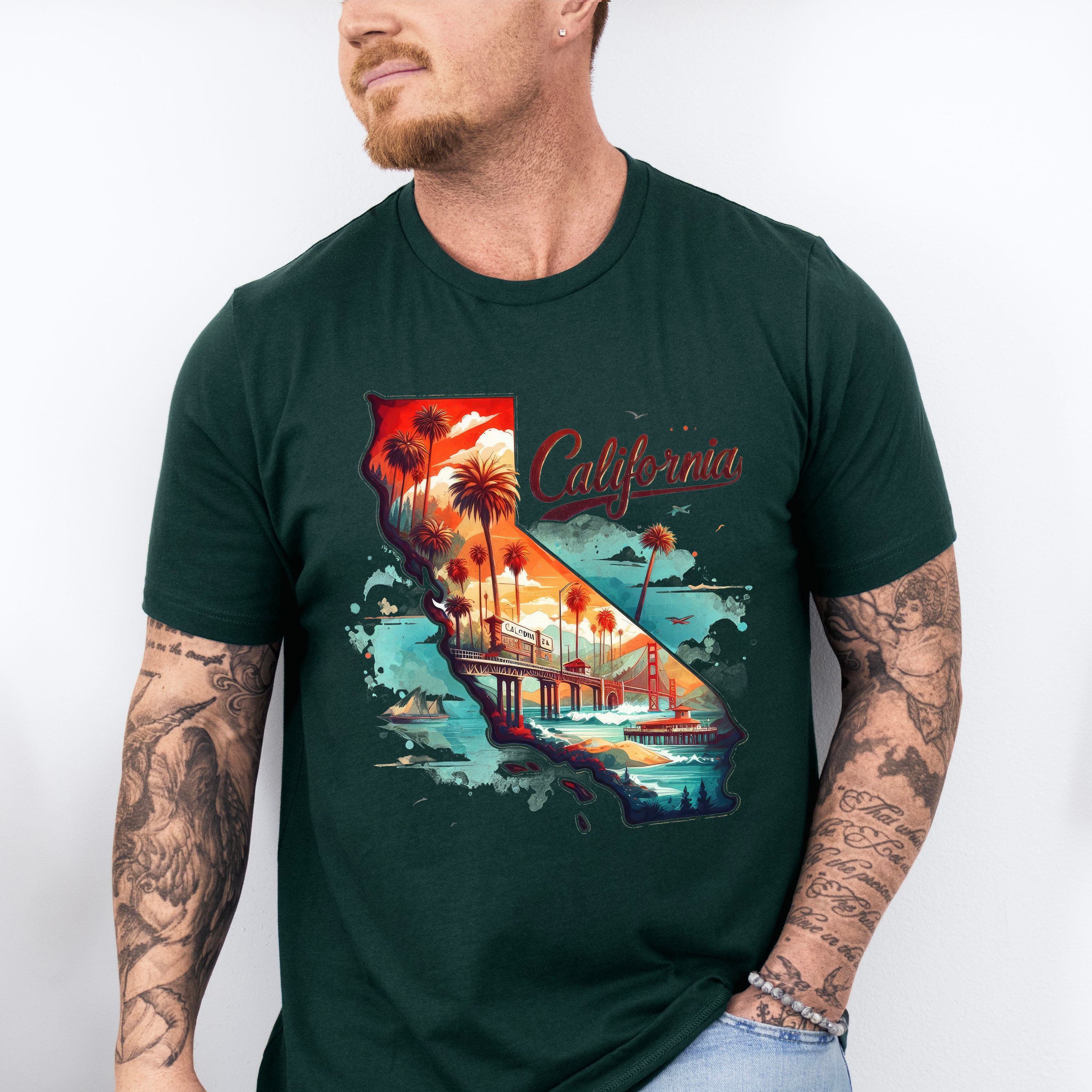 Colorful California Design - States &amp; Cities Unisex Crewneck T-Shirt Sweatshirt Hoodie