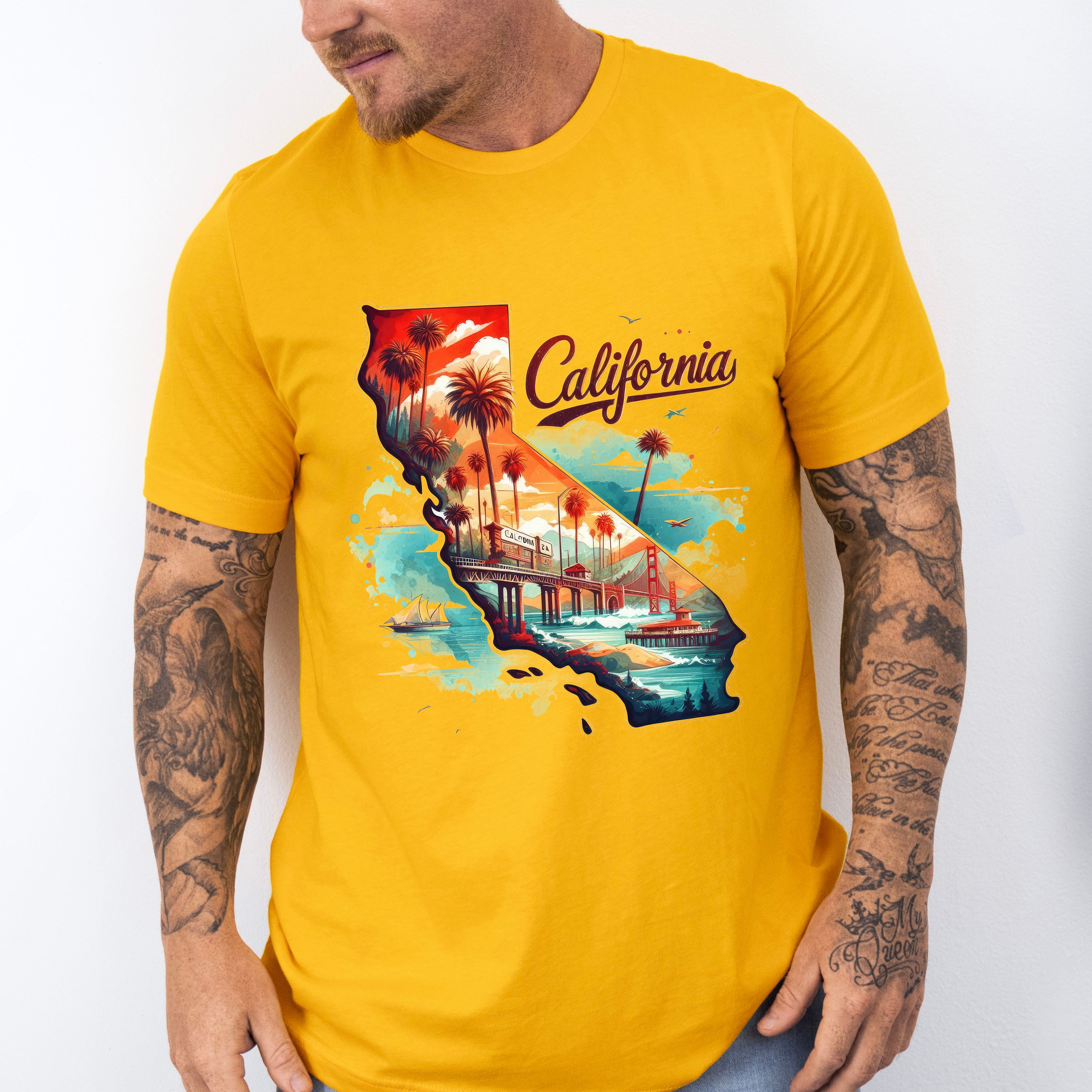 Colorful California Design - States &amp; Cities Unisex Crewneck T-Shirt Sweatshirt Hoodie