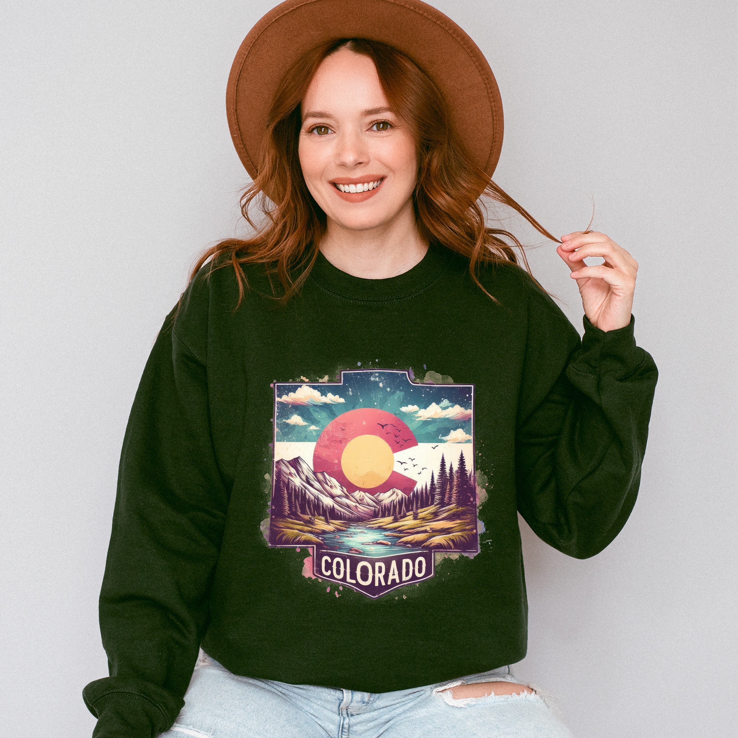 Colorful Colorado Design - States &amp; Cities Unisex Crewneck T-Shirt Sweatshirt Hoodie