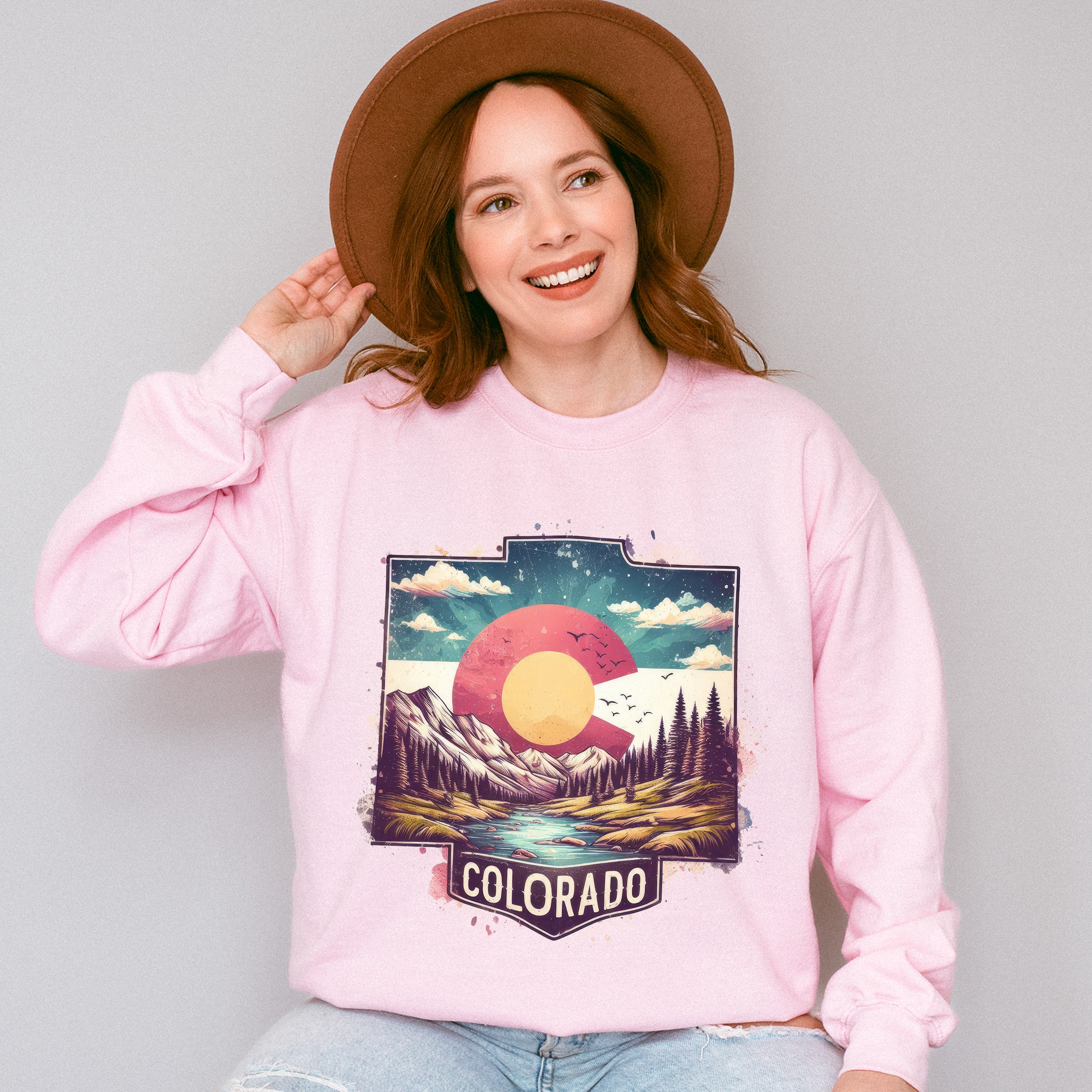 Colorful Colorado Design - States &amp; Cities Unisex Crewneck T-Shirt Sweatshirt Hoodie