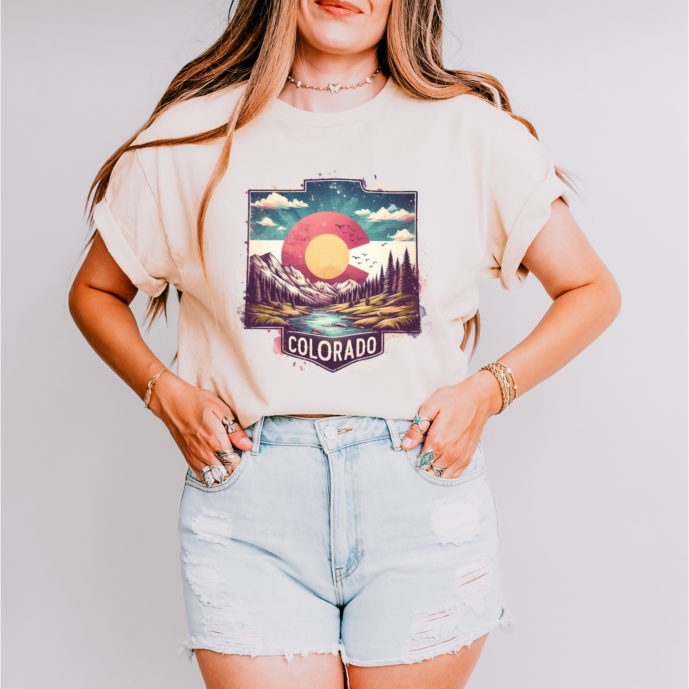 Colorful Colorado Design - States &amp; Cities Unisex Crewneck T-Shirt Sweatshirt Hoodie