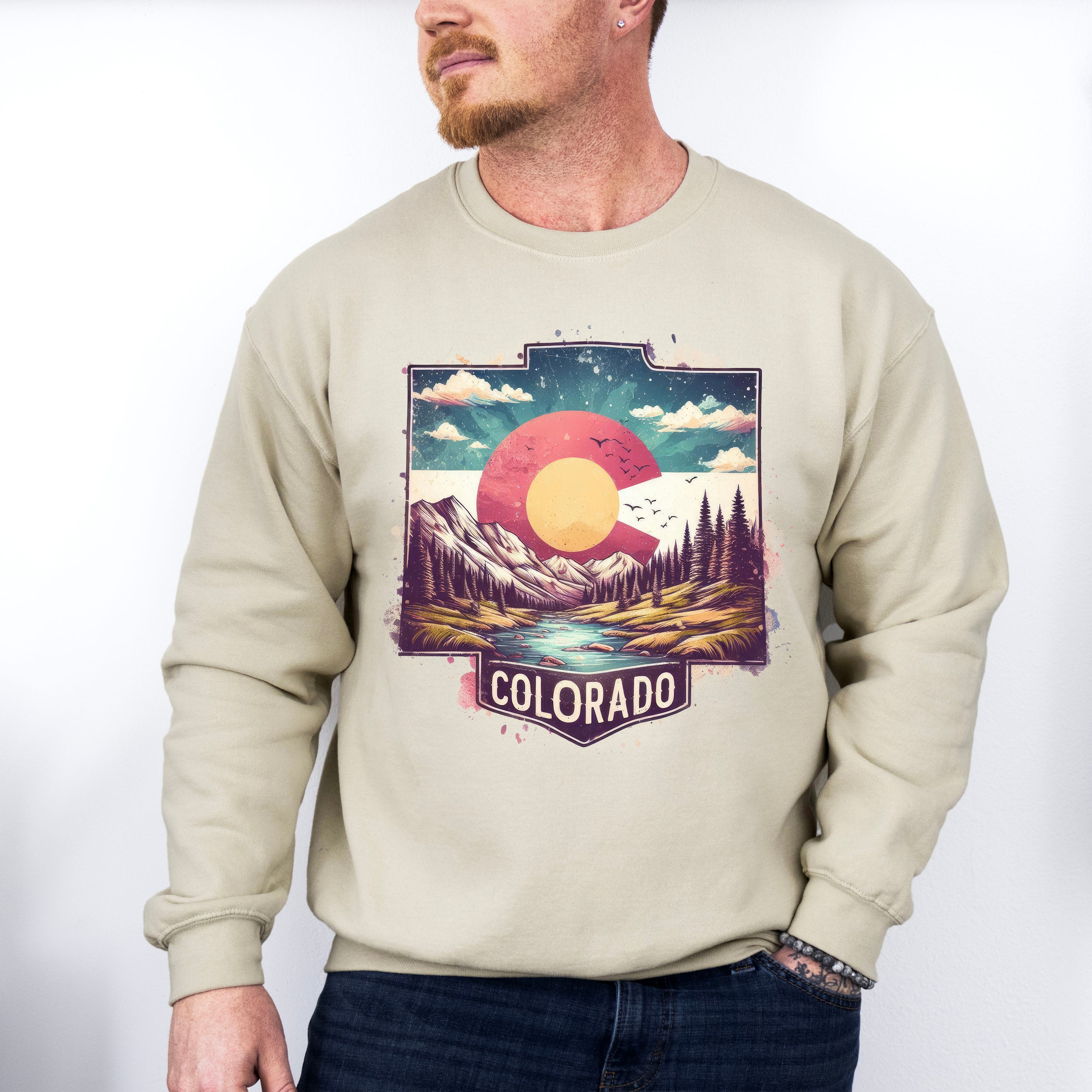 Colorful Colorado Design - States &amp; Cities Unisex Crewneck T-Shirt Sweatshirt Hoodie