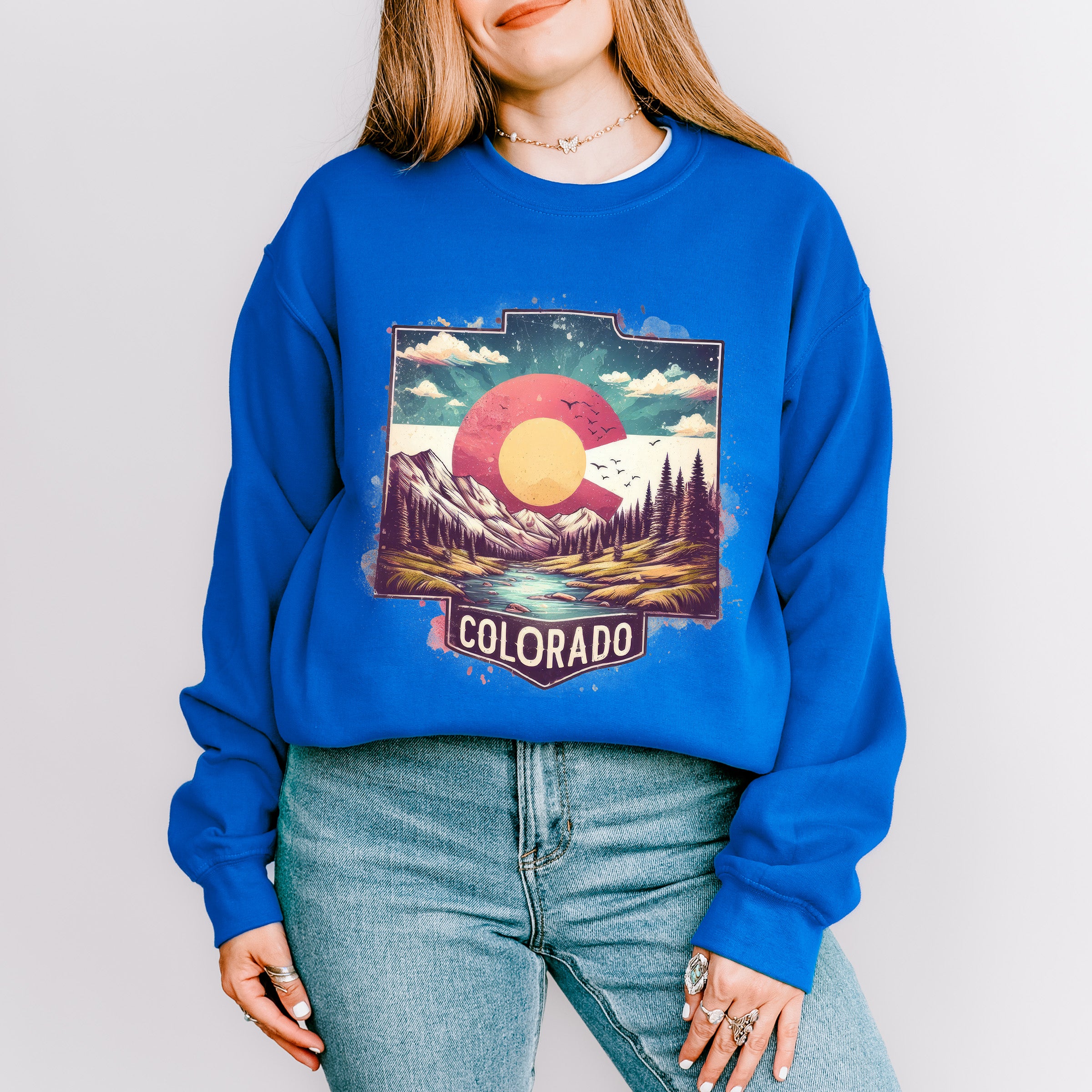 Colorful Colorado Design - States &amp; Cities Unisex Crewneck T-Shirt Sweatshirt Hoodie