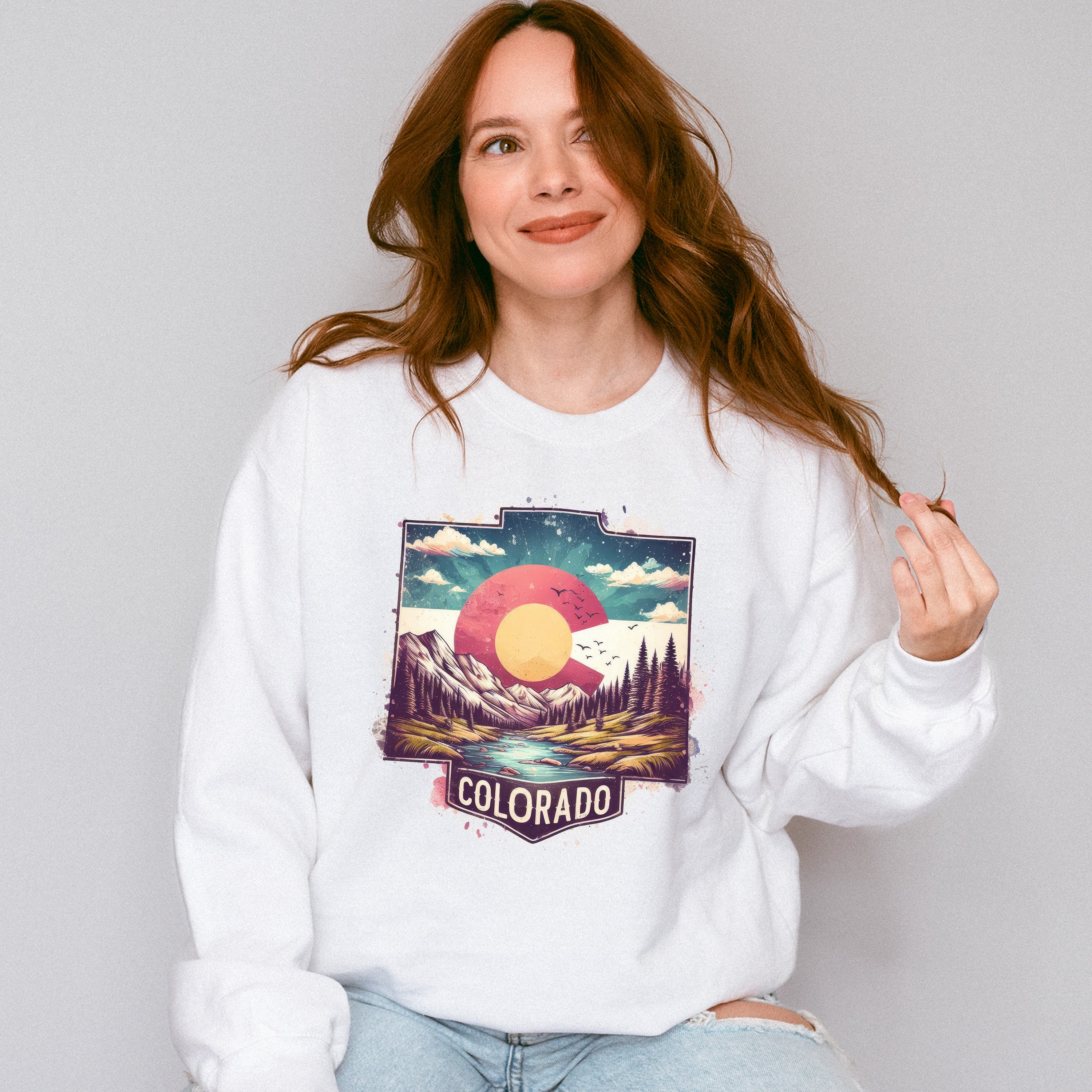 Colorful Colorado Design - States &amp; Cities Unisex Crewneck T-Shirt Sweatshirt Hoodie