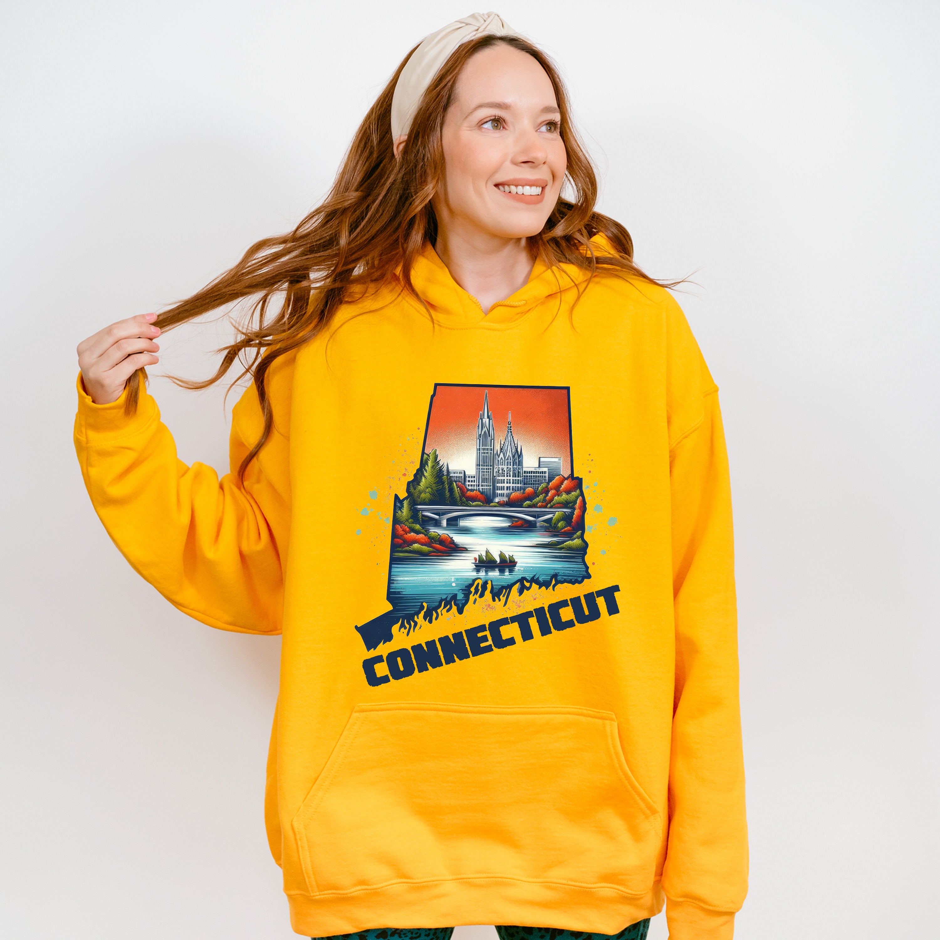 Colorful Connecticut Design - States &amp; Cities Unisex Crewneck T-Shirt Sweatshirt Hoodie