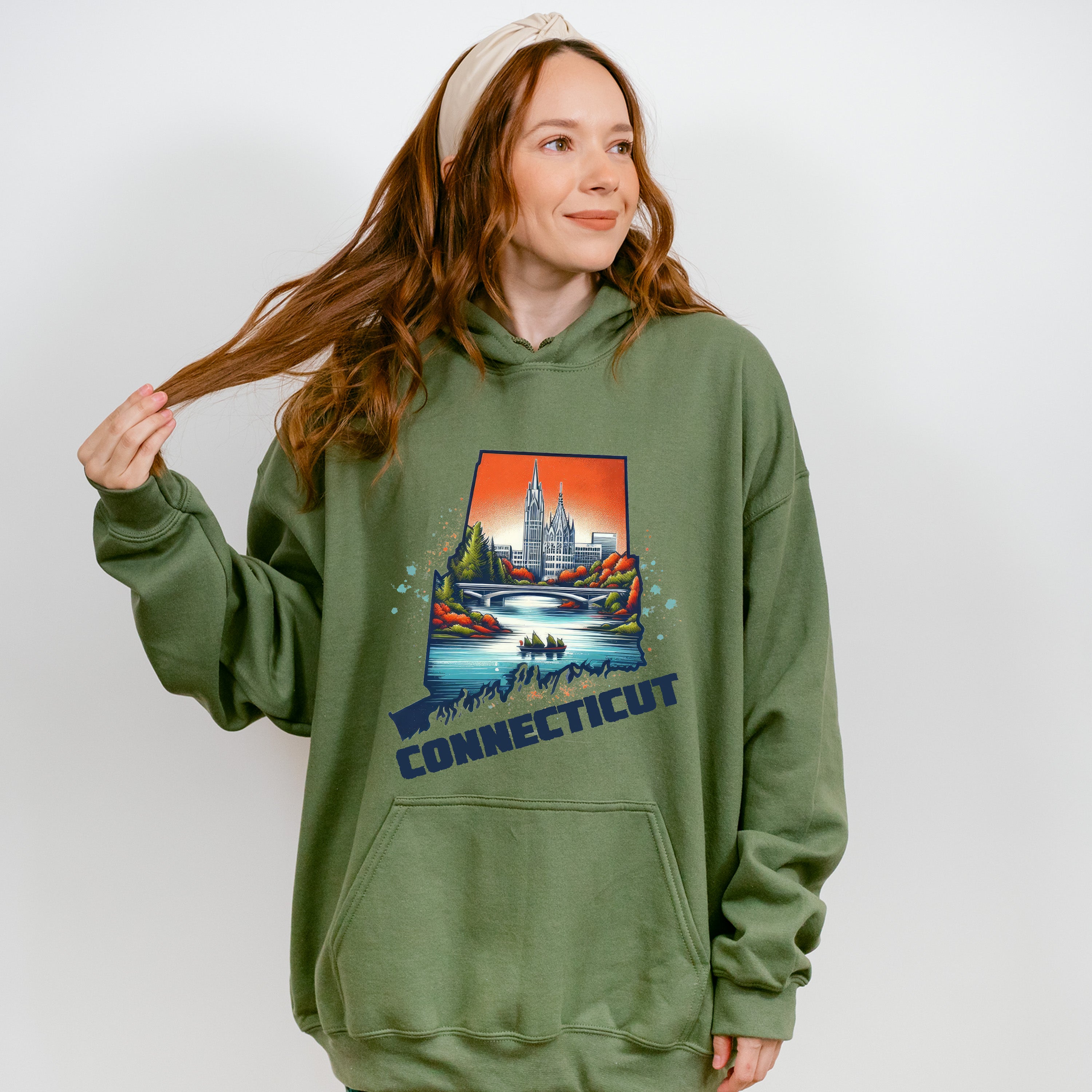 Colorful Connecticut Design - States &amp; Cities Unisex Crewneck T-Shirt Sweatshirt Hoodie