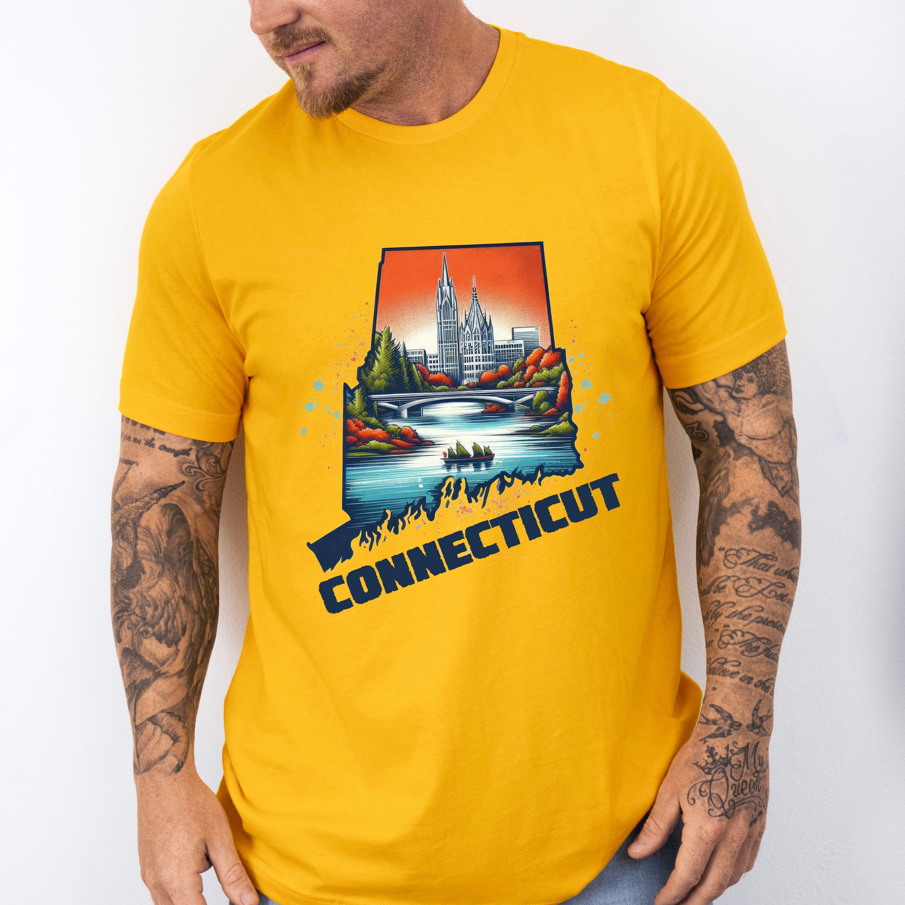 Colorful Connecticut Design - States &amp; Cities Unisex Crewneck T-Shirt Sweatshirt Hoodie