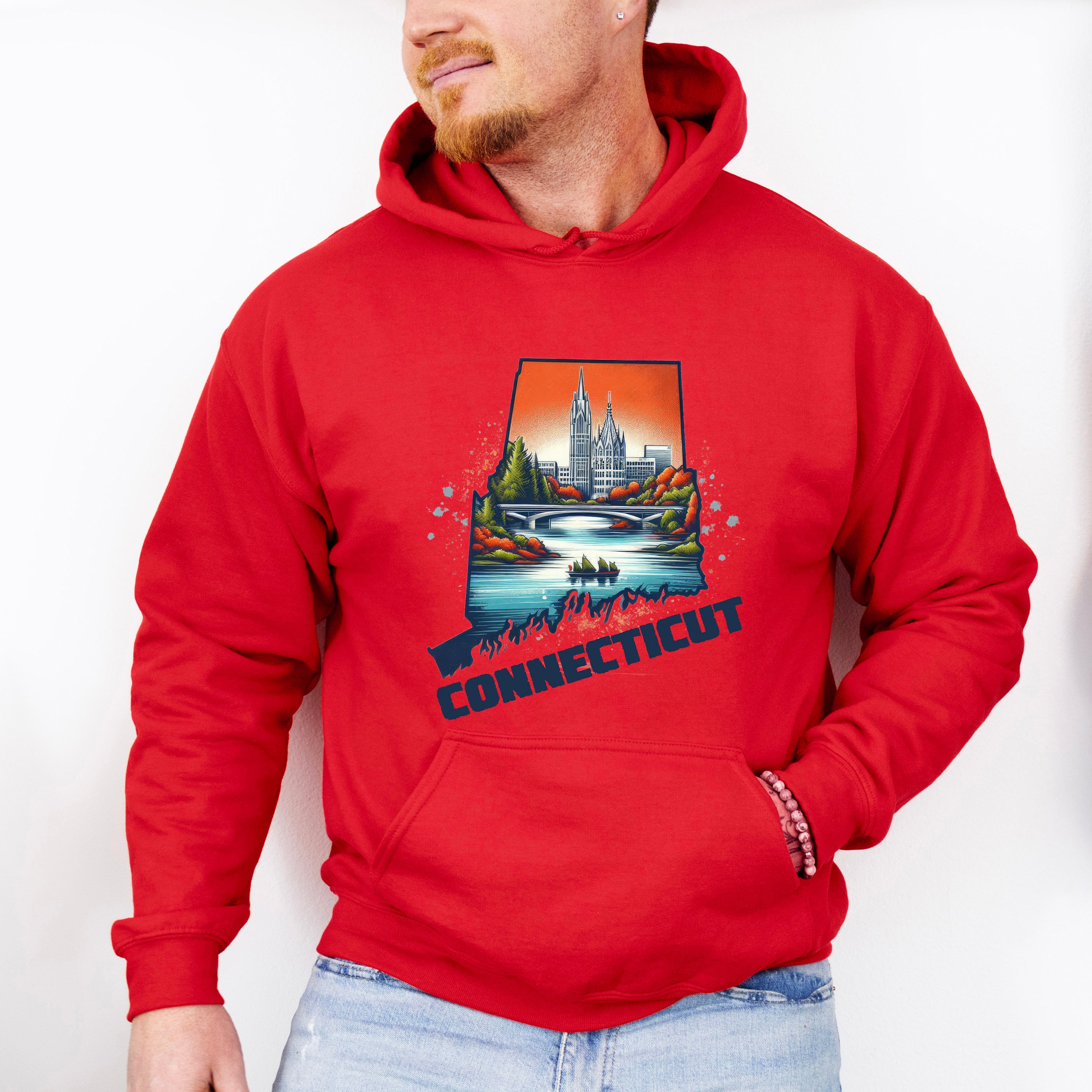 Colorful Connecticut Design - States &amp; Cities Unisex Crewneck T-Shirt Sweatshirt Hoodie