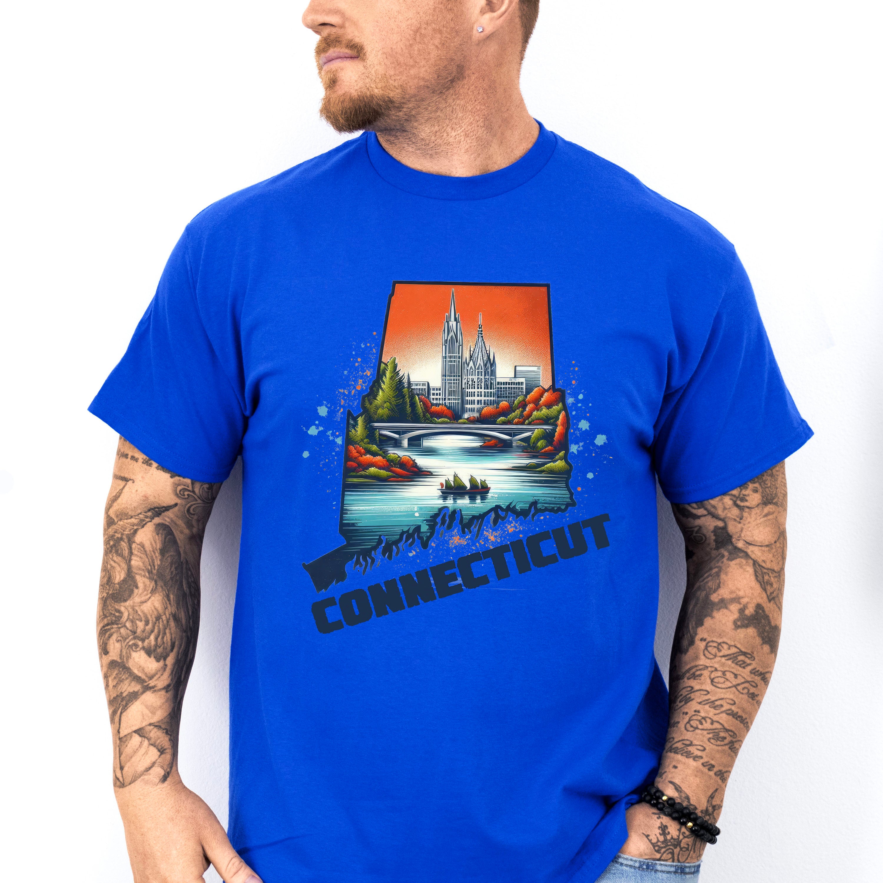 Colorful Connecticut Design - States &amp; Cities Unisex Crewneck T-Shirt Sweatshirt Hoodie