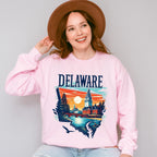 Colorful Delaware Design - States & Cities Unisex Crewneck T-Shirt Sweatshirt Hoodie