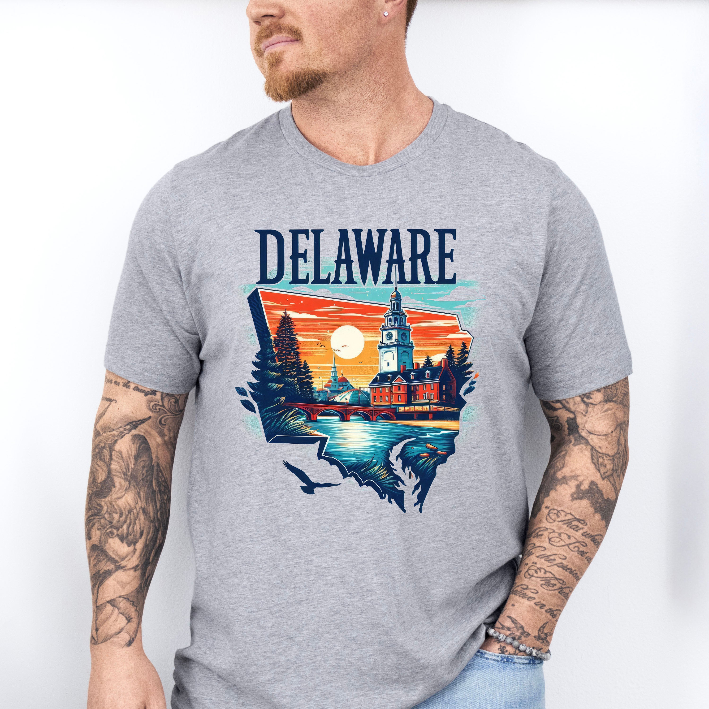 Colorful Delaware Design - States &amp; Cities Unisex Crewneck T-Shirt Sweatshirt Hoodie