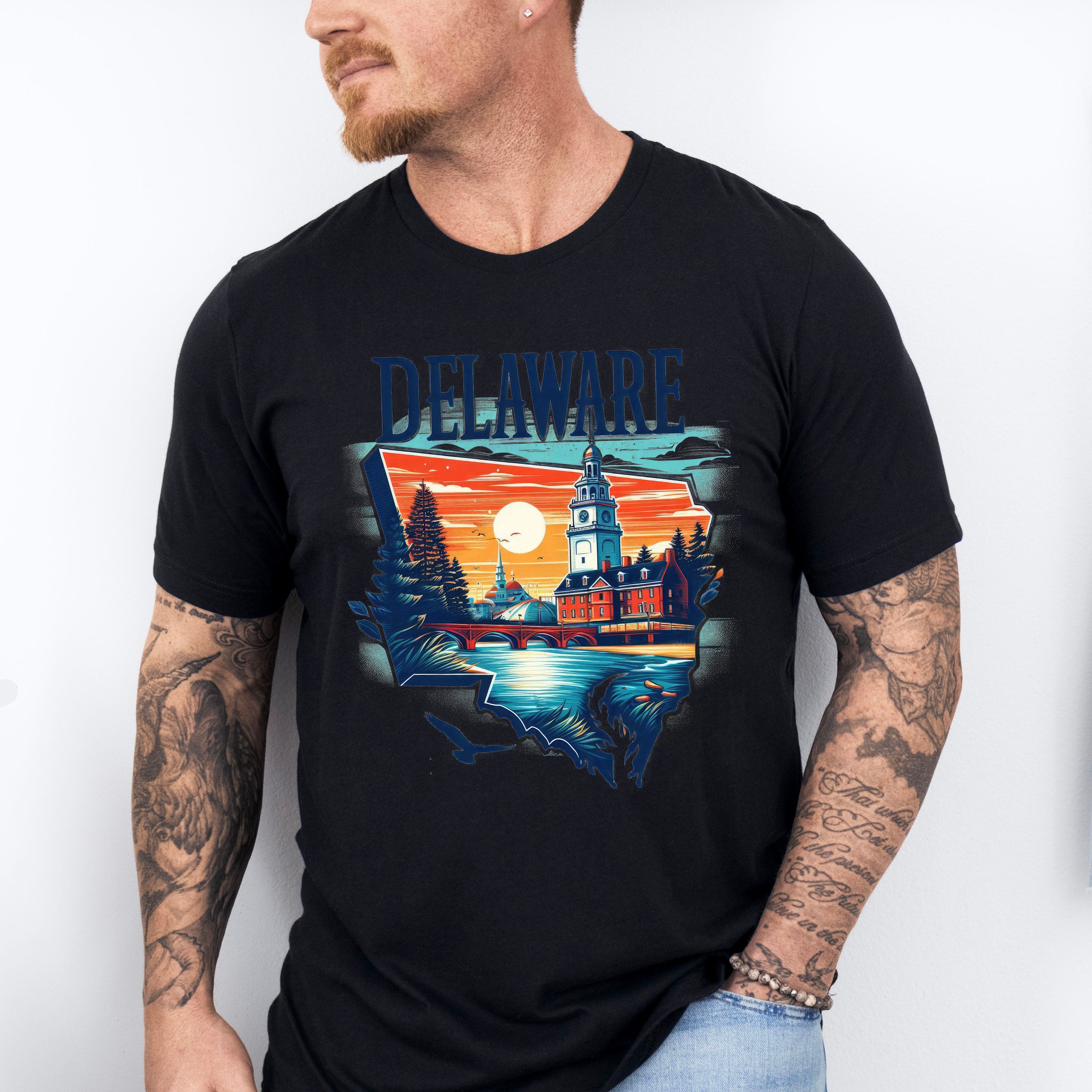 Colorful Delaware Design - States &amp; Cities Unisex Crewneck T-Shirt Sweatshirt Hoodie