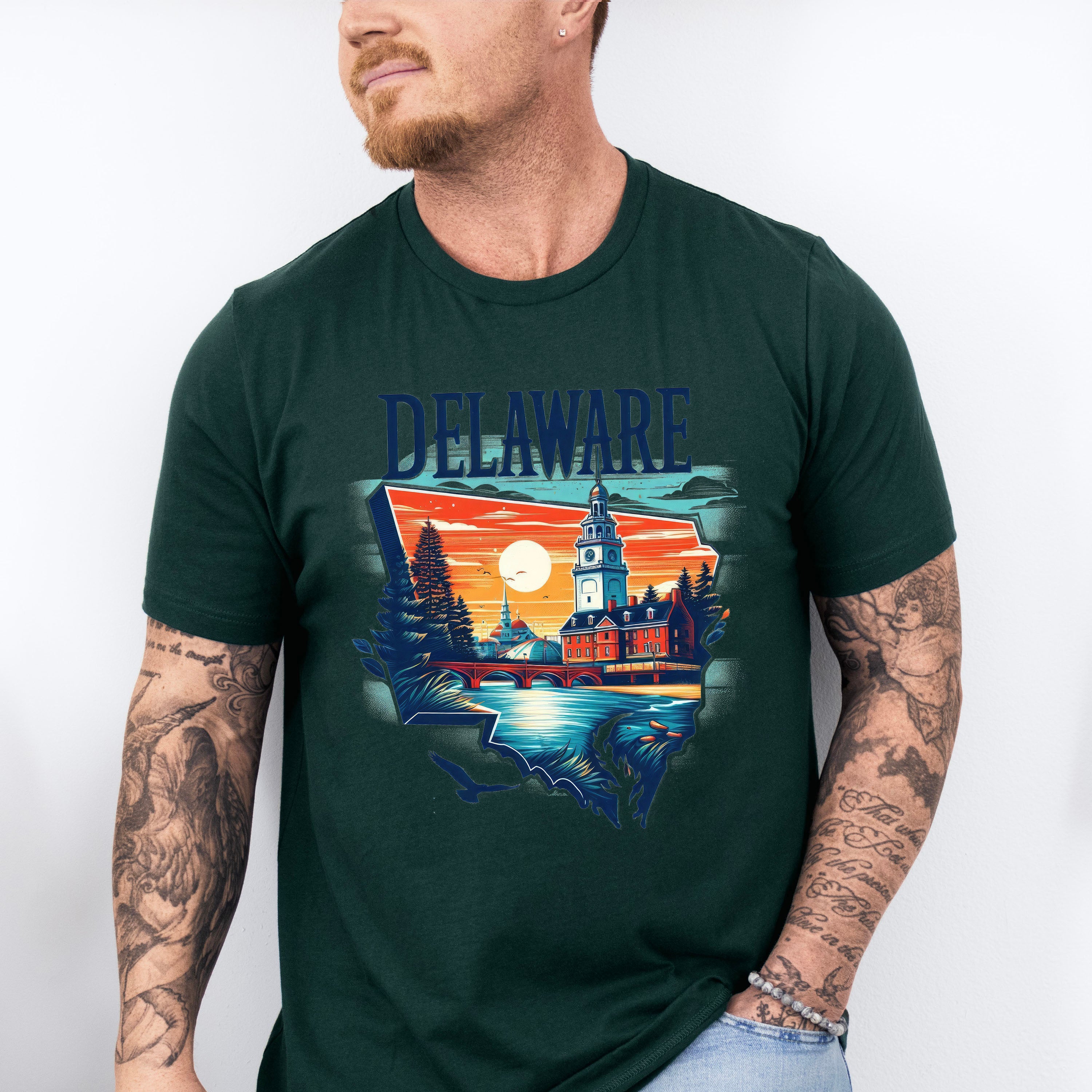 Colorful Delaware Design - States &amp; Cities Unisex Crewneck T-Shirt Sweatshirt Hoodie