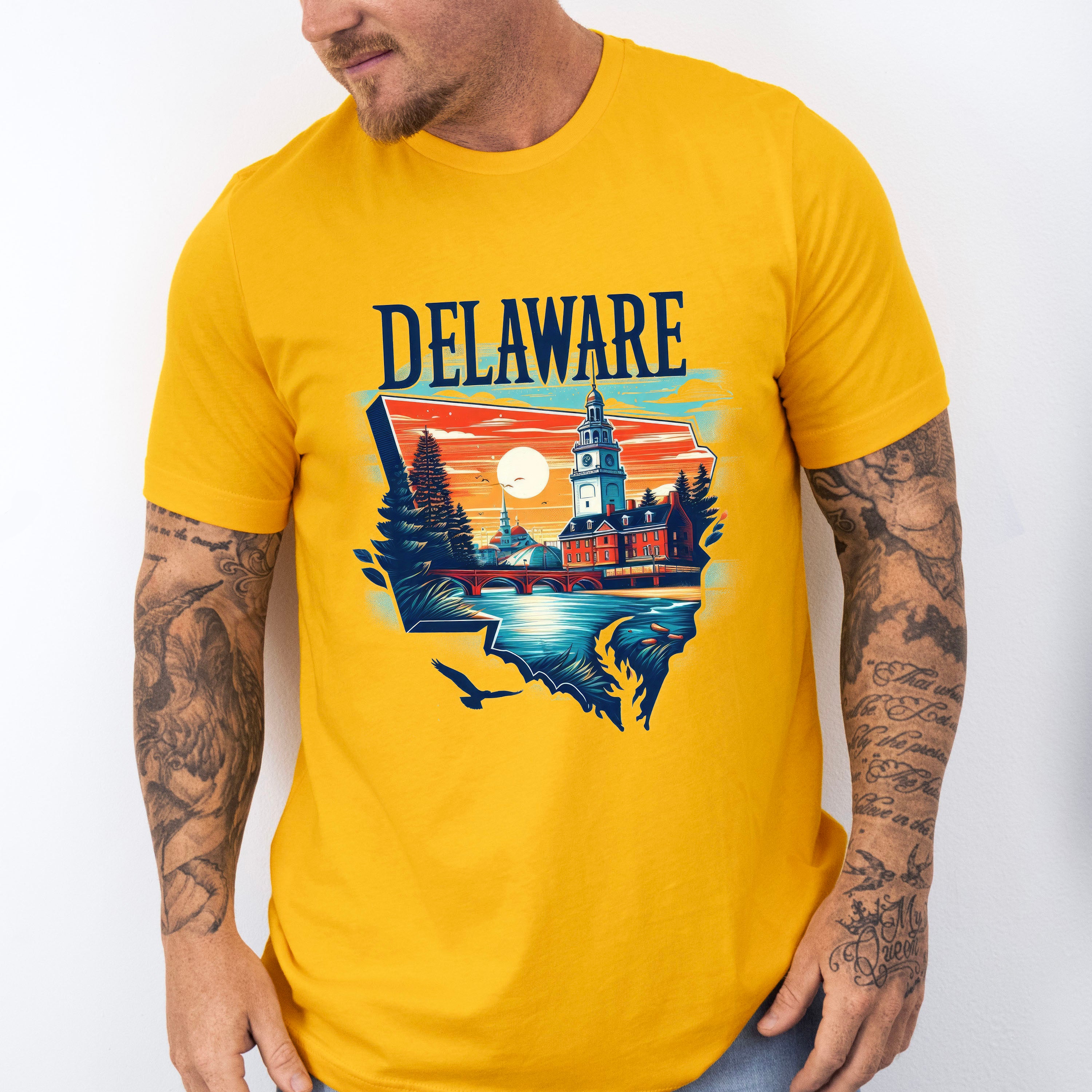 Colorful Delaware Design - States &amp; Cities Unisex Crewneck T-Shirt Sweatshirt Hoodie