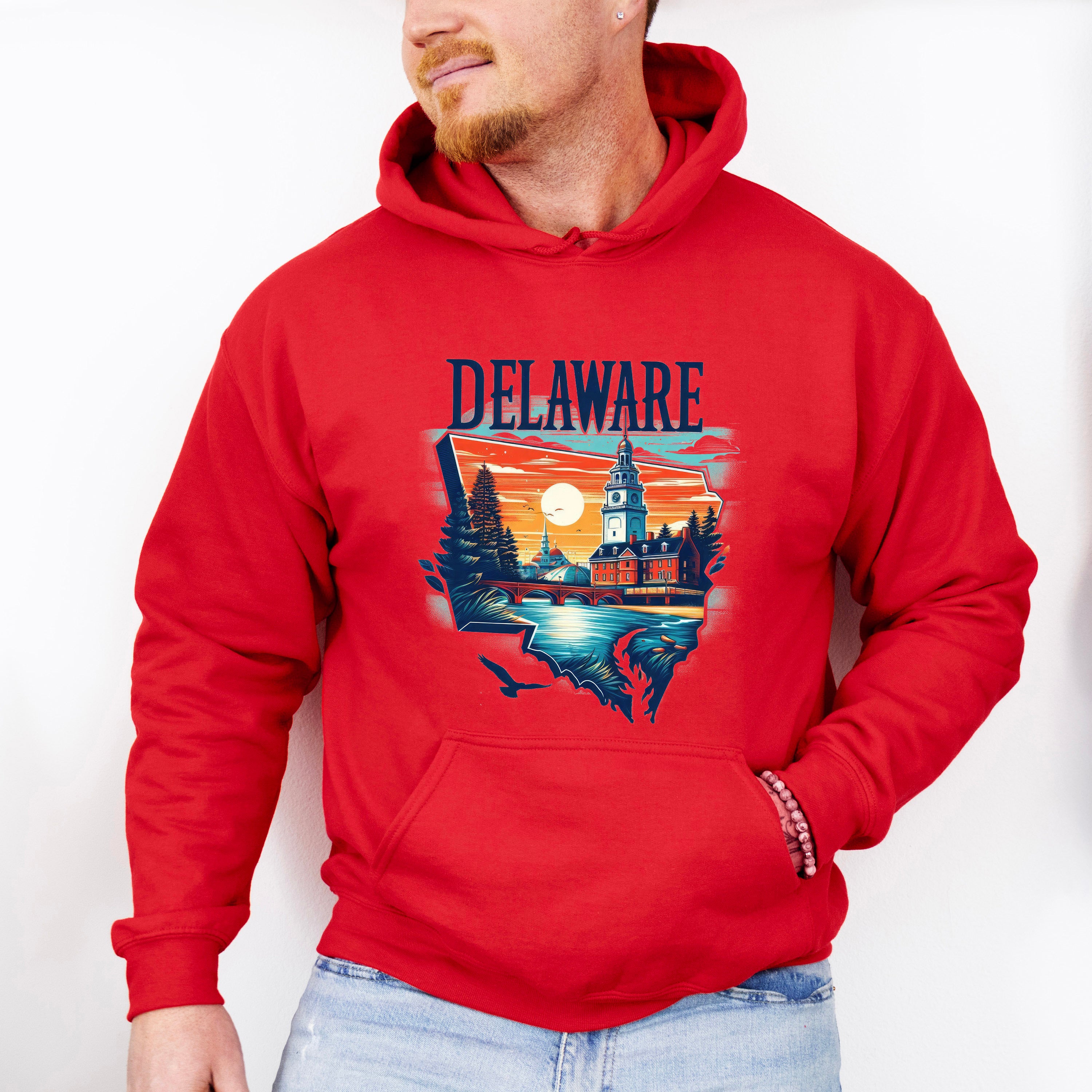 Colorful Delaware Design - States &amp; Cities Unisex Crewneck T-Shirt Sweatshirt Hoodie