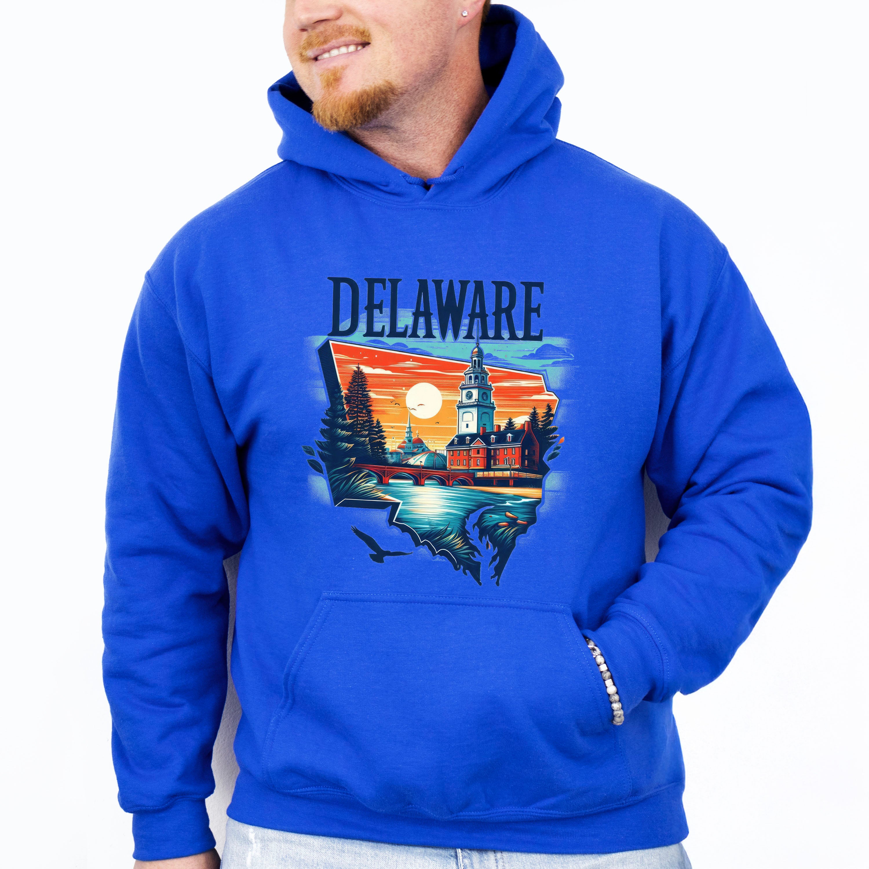 Colorful Delaware Design - States &amp; Cities Unisex Crewneck T-Shirt Sweatshirt Hoodie