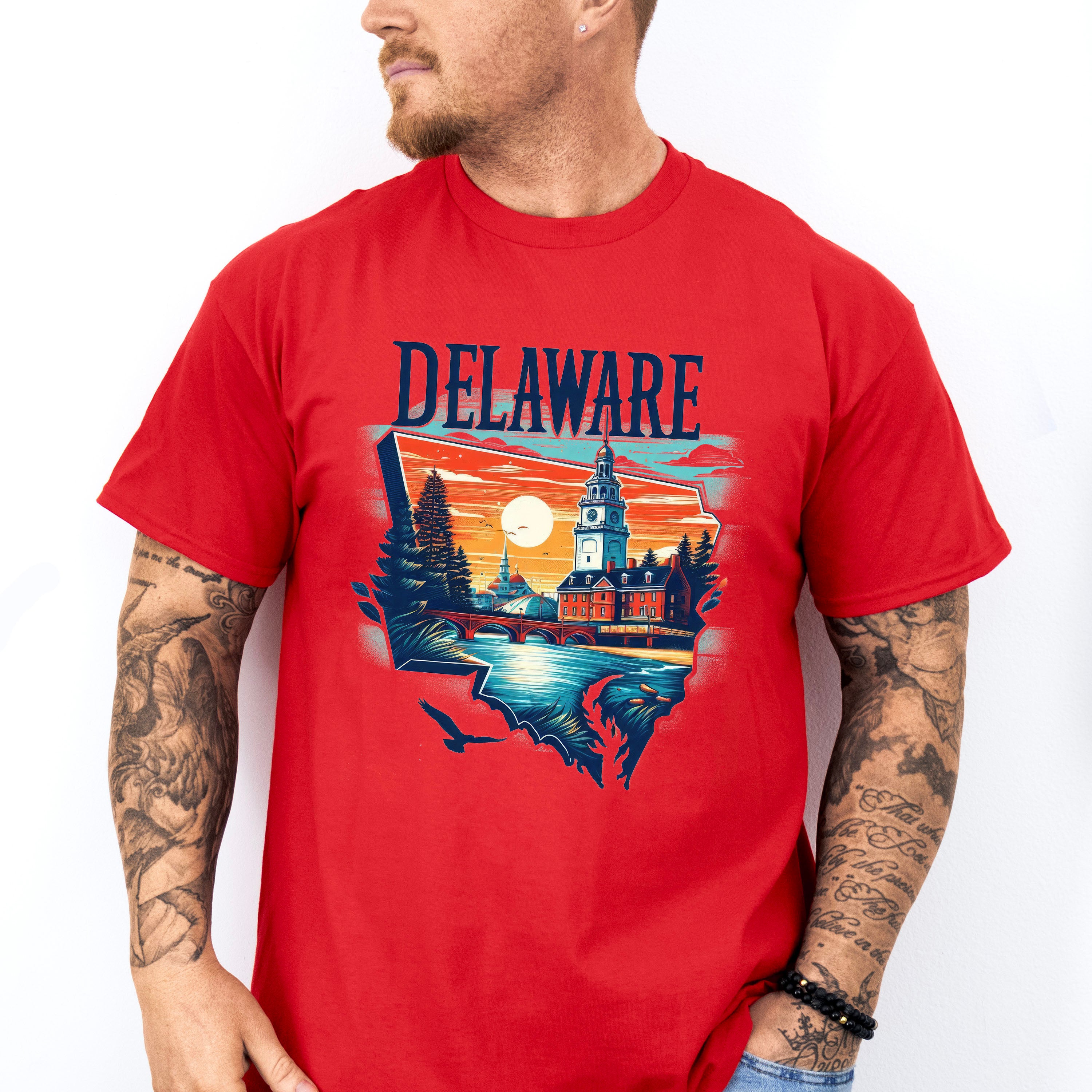 Colorful Delaware Design - States &amp; Cities Unisex Crewneck T-Shirt Sweatshirt Hoodie