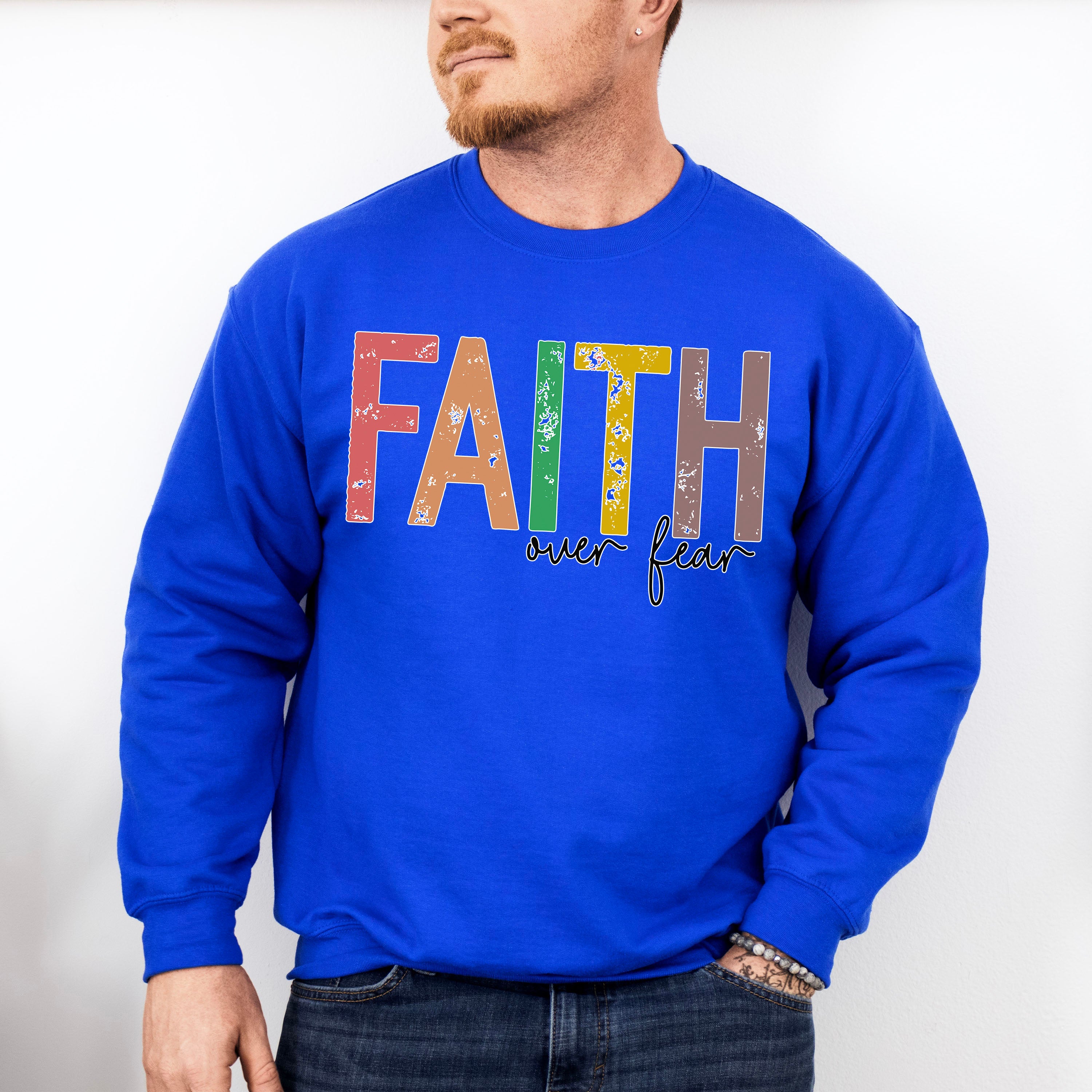 Faith Over Fear Colorful Design - Christianity Unisex Crewneck T-Shirt Sweatshirt Hoodie