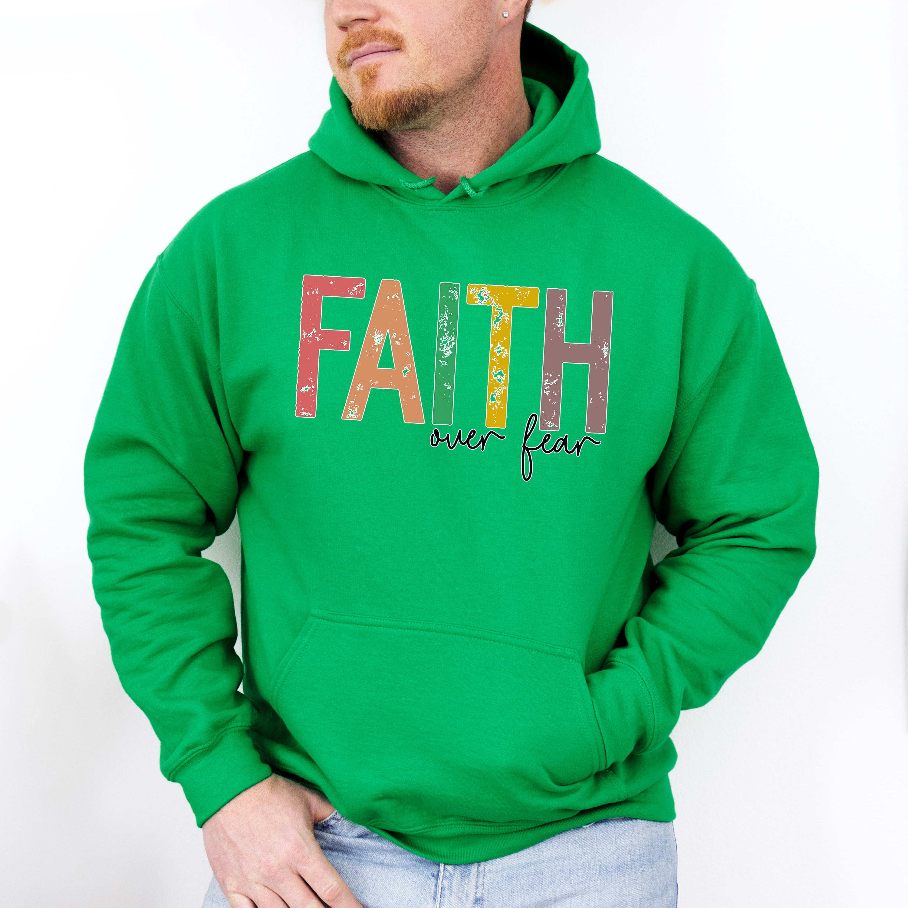 Faith Over Fear Colorful Design - Christianity Unisex Crewneck T-Shirt Sweatshirt Hoodie