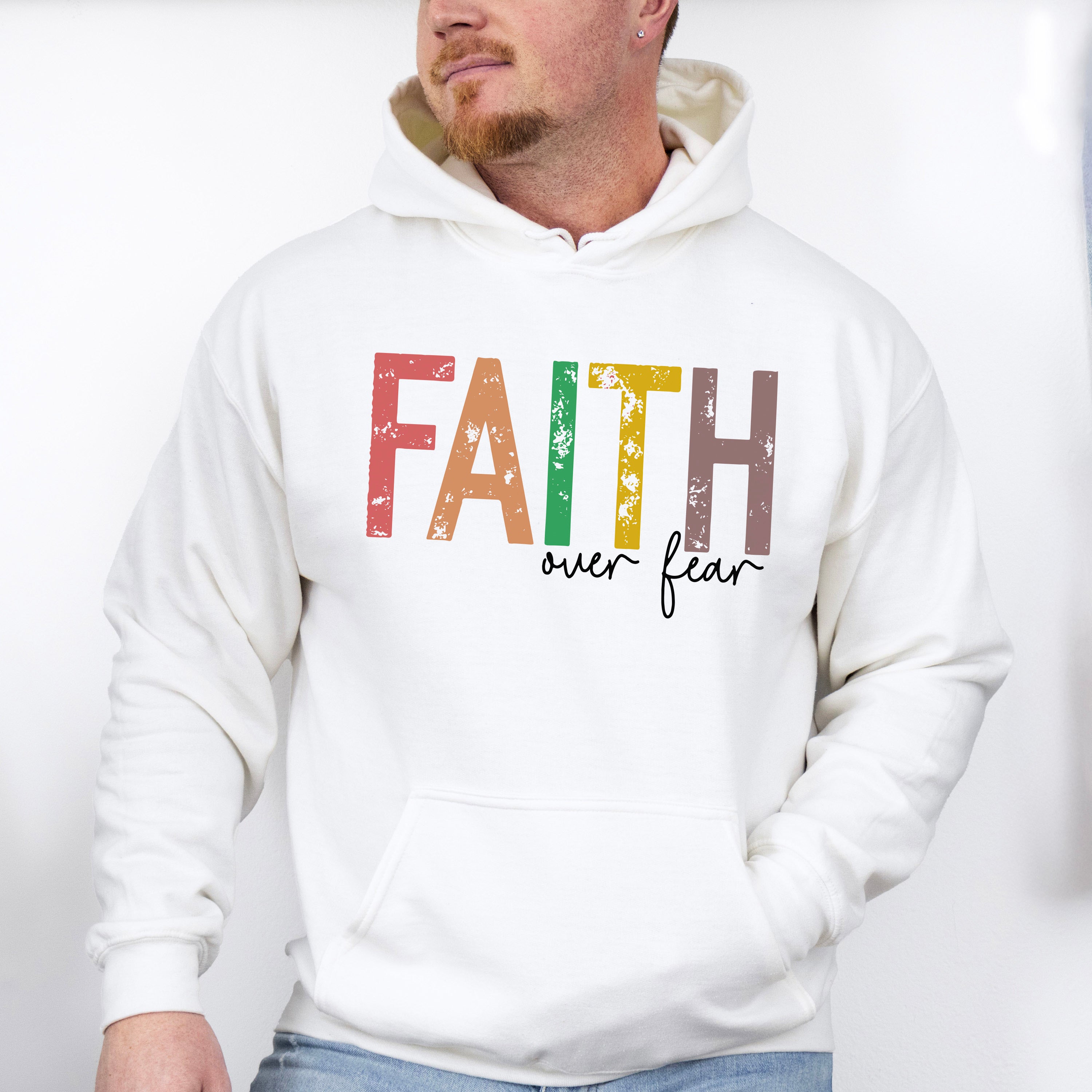 Faith Over Fear Colorful Design - Christianity Unisex Crewneck T-Shirt Sweatshirt Hoodie