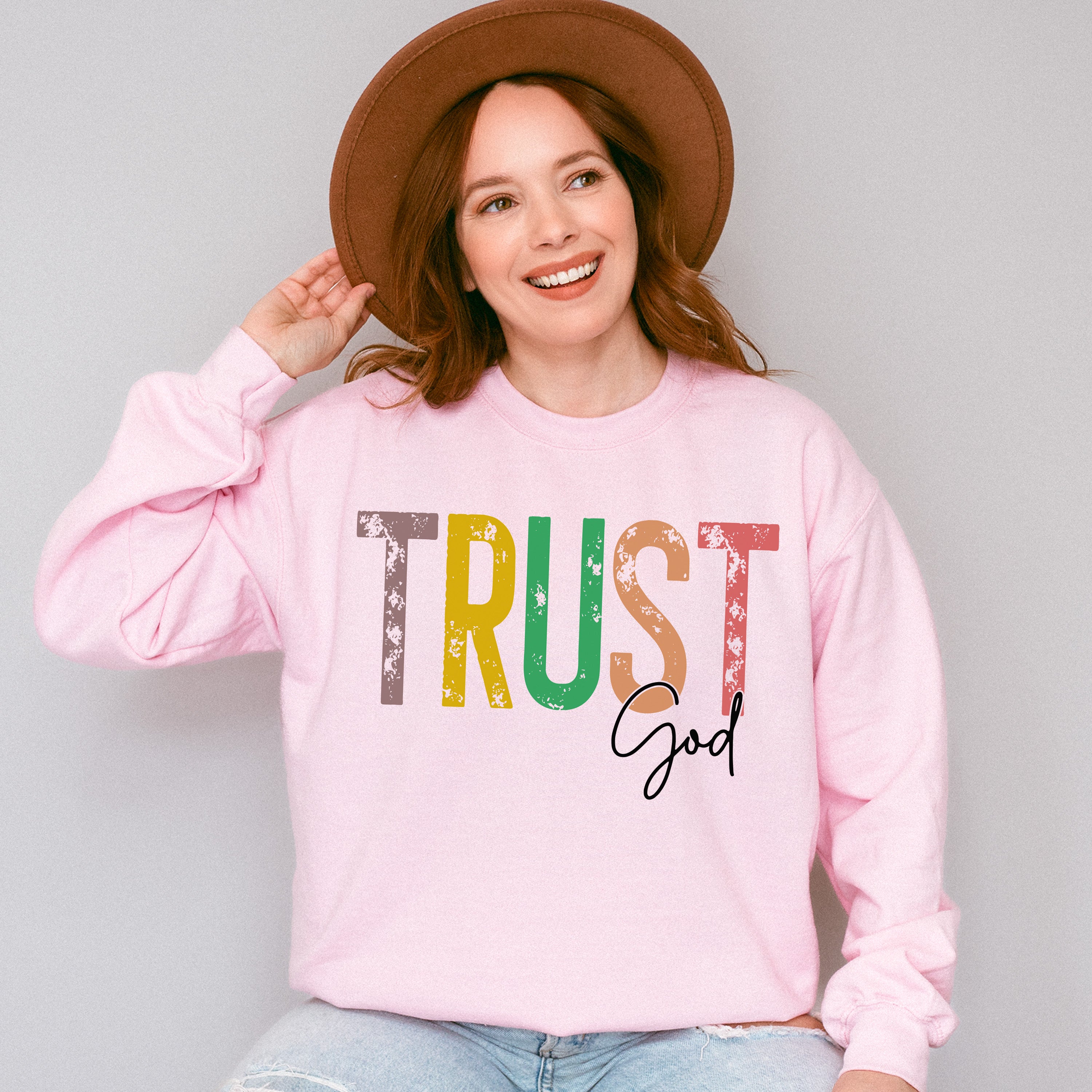 Trust God Colorful Design - Christianity Unisex Crewneck T-Shirt Sweatshirt Hoodie