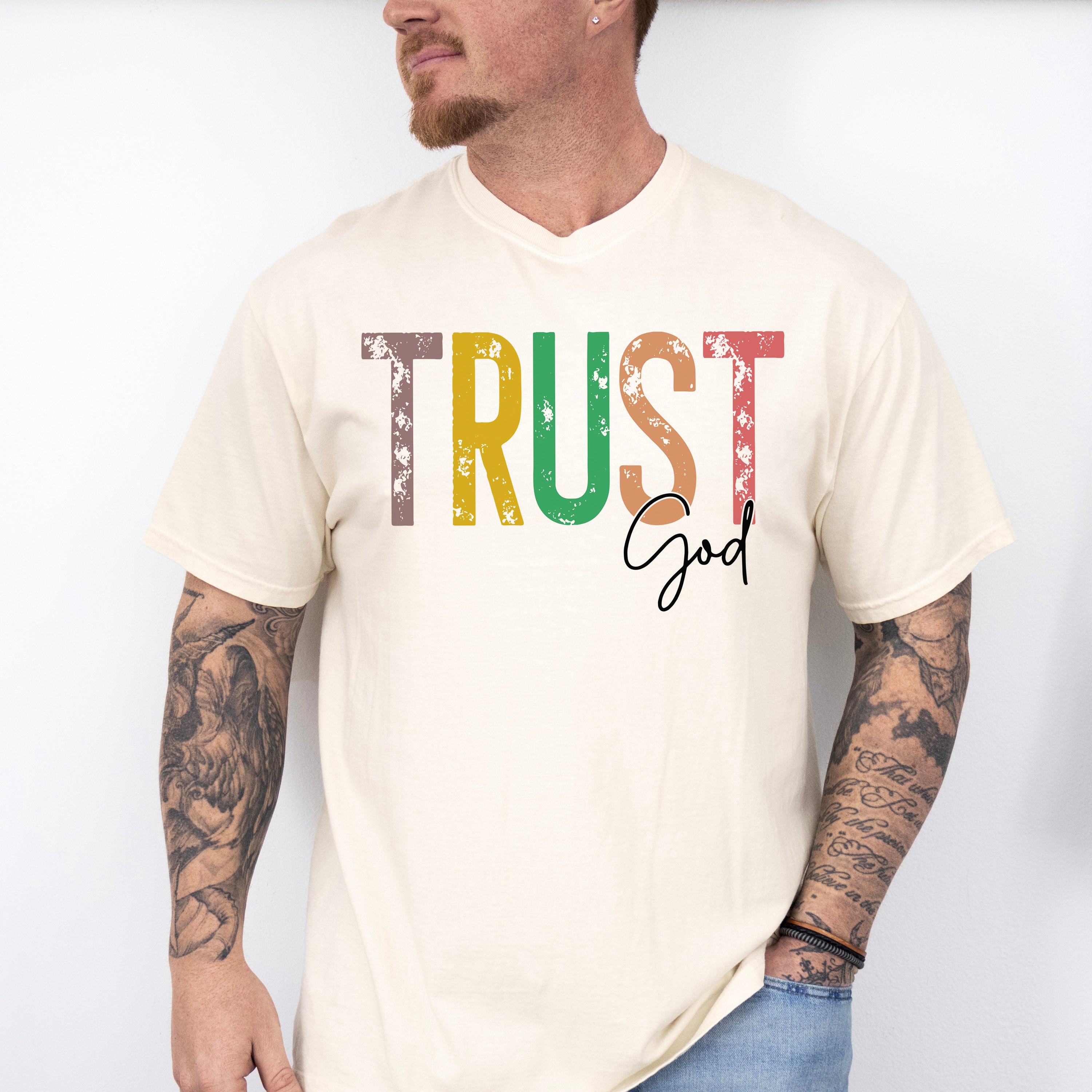 Trust God Colorful Design - Christianity Unisex Crewneck T-Shirt Sweatshirt Hoodie