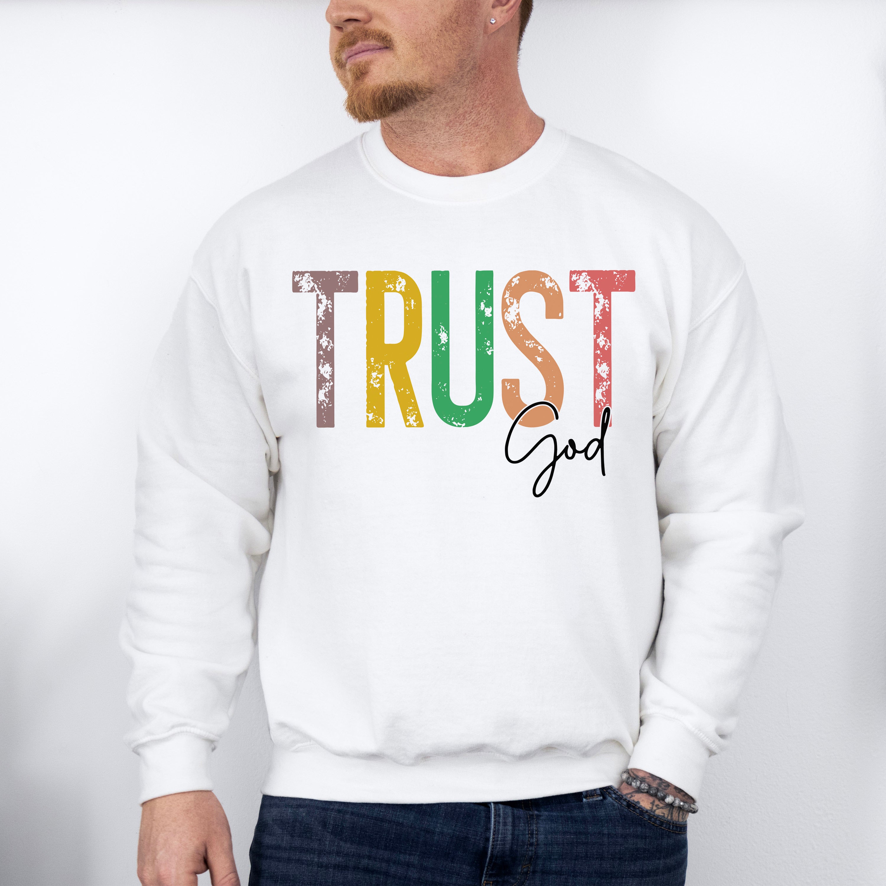 Trust God Colorful Design - Christianity Unisex Crewneck T-Shirt Sweatshirt Hoodie