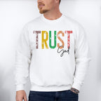Trust God Colorful Design - Christianity Unisex Crewneck T-Shirt Sweatshirt Hoodie