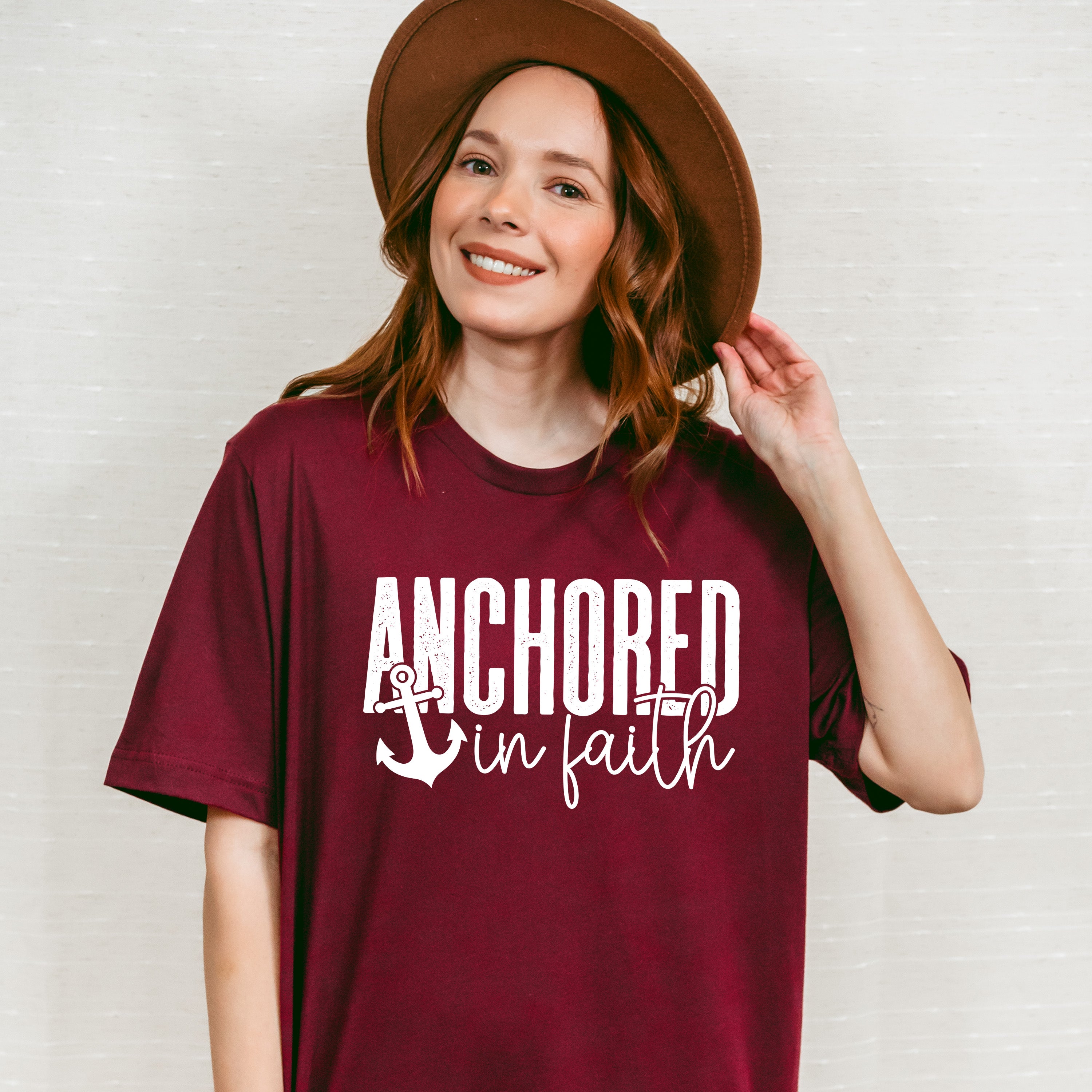 Anchored In Faith Design - Christianity Unisex Crewneck T-Shirt Sweatshirt Hoodie