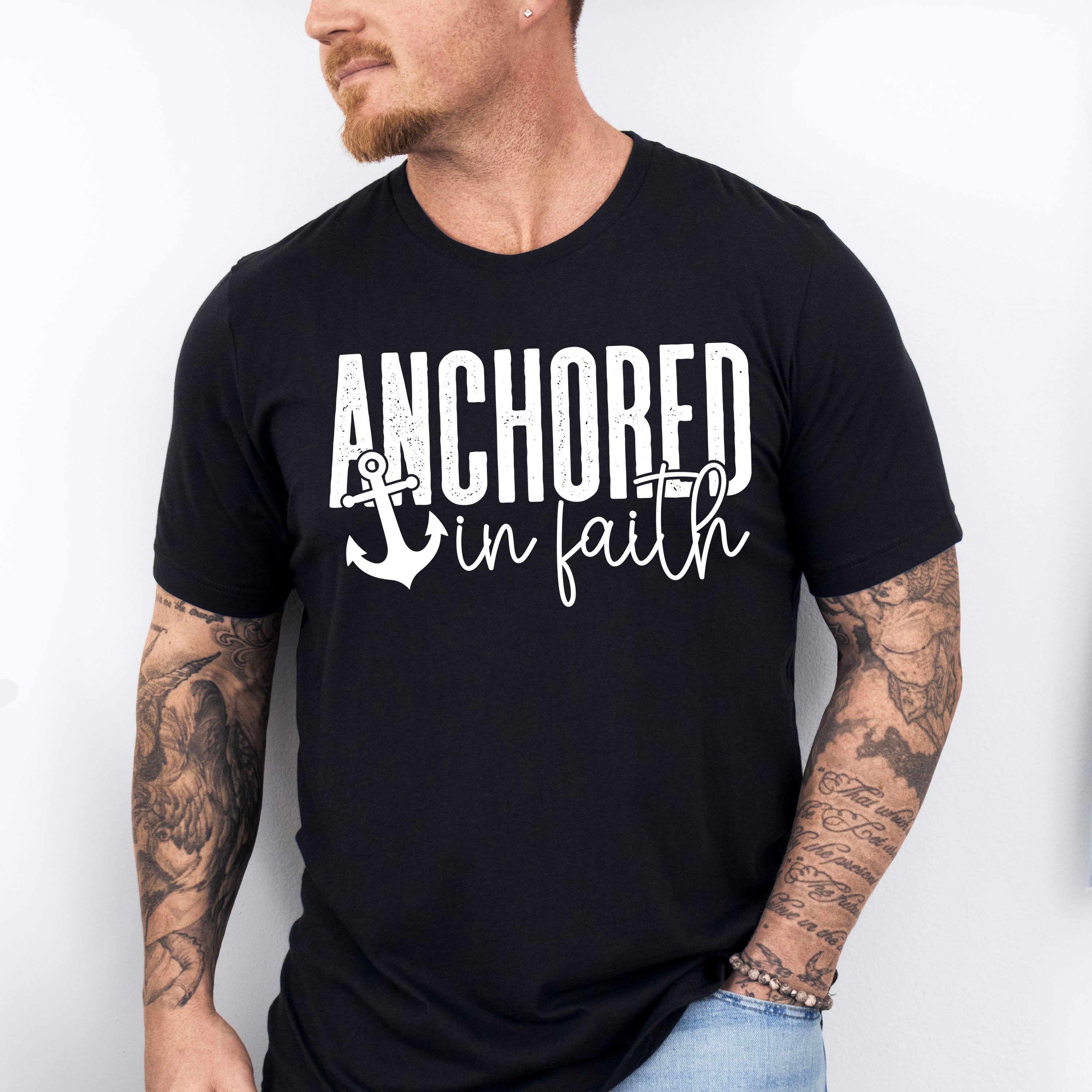 Anchored In Faith Design - Christianity Unisex Crewneck T-Shirt Sweatshirt Hoodie