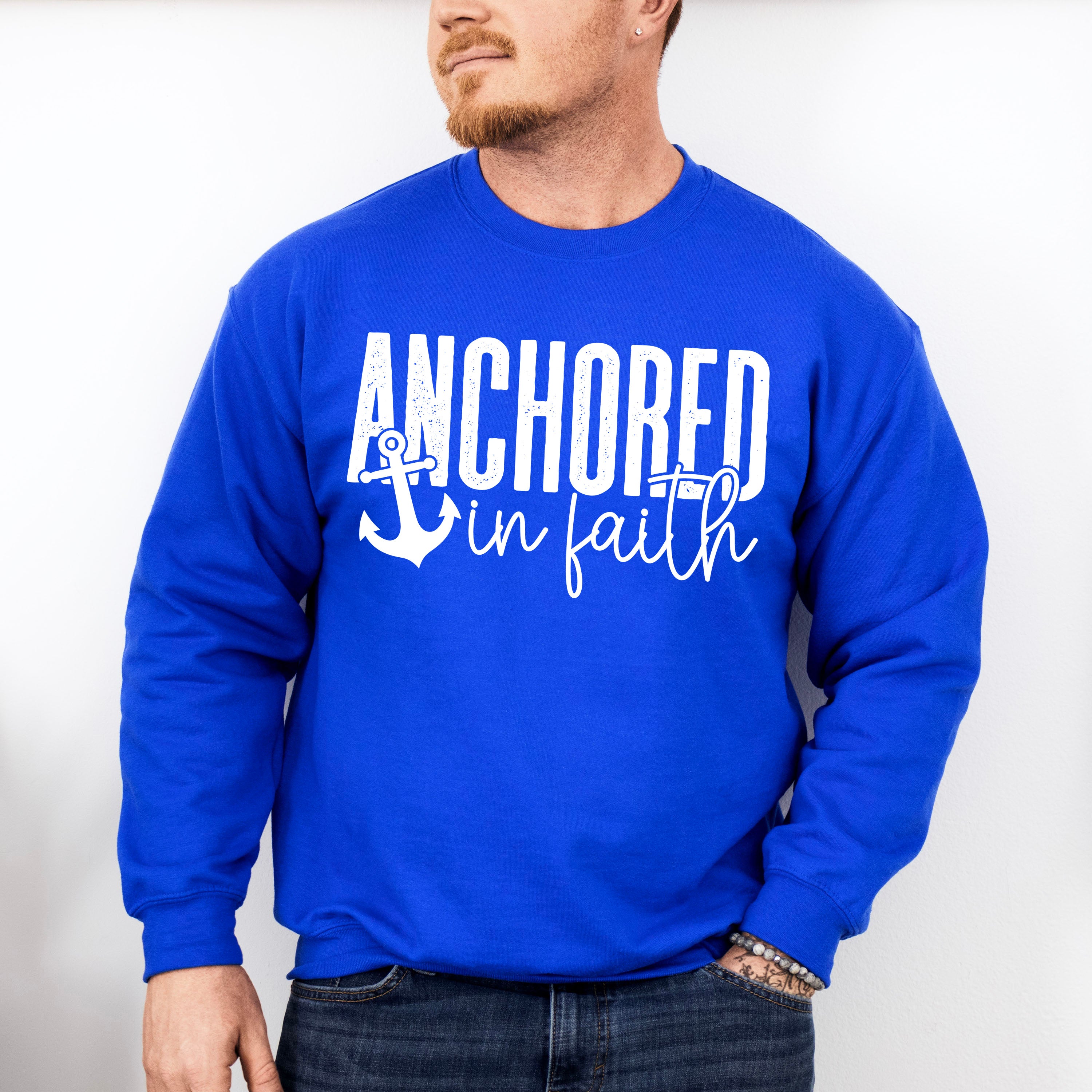 Anchored In Faith Design - Christianity Unisex Crewneck T-Shirt Sweatshirt Hoodie
