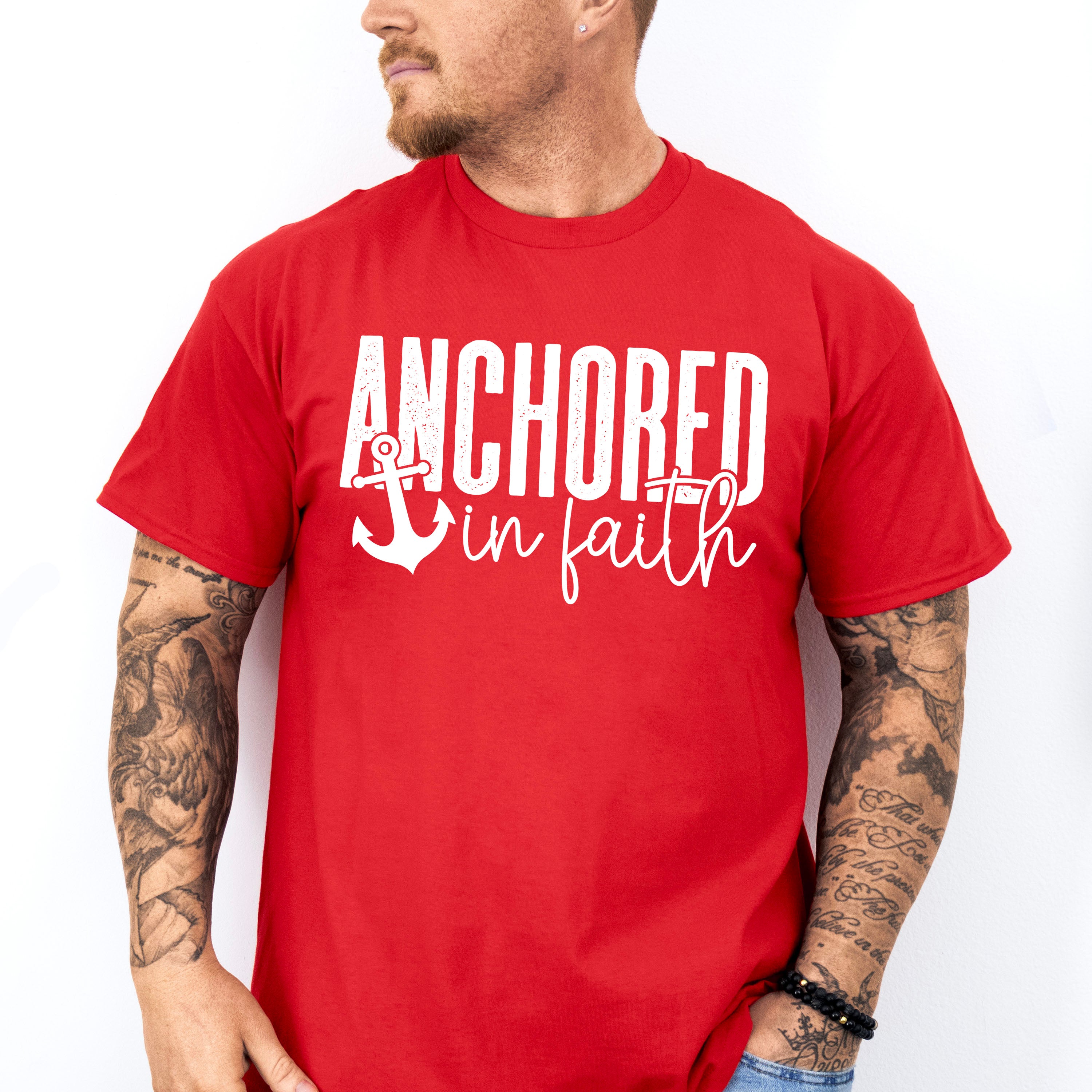 Anchored In Faith Design - Christianity Unisex Crewneck T-Shirt Sweatshirt Hoodie