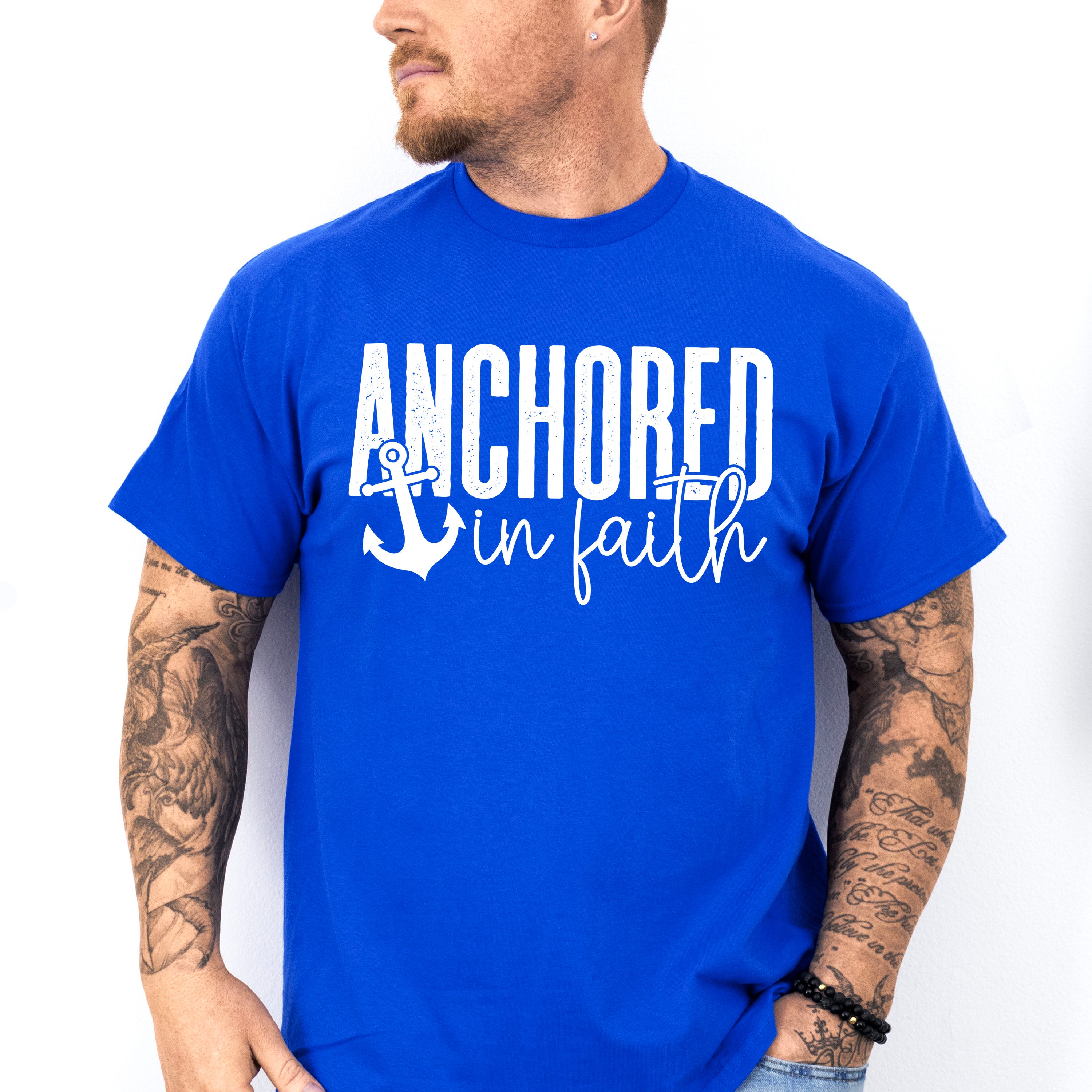 Anchored In Faith Design - Christianity Unisex Crewneck T-Shirt Sweatshirt Hoodie