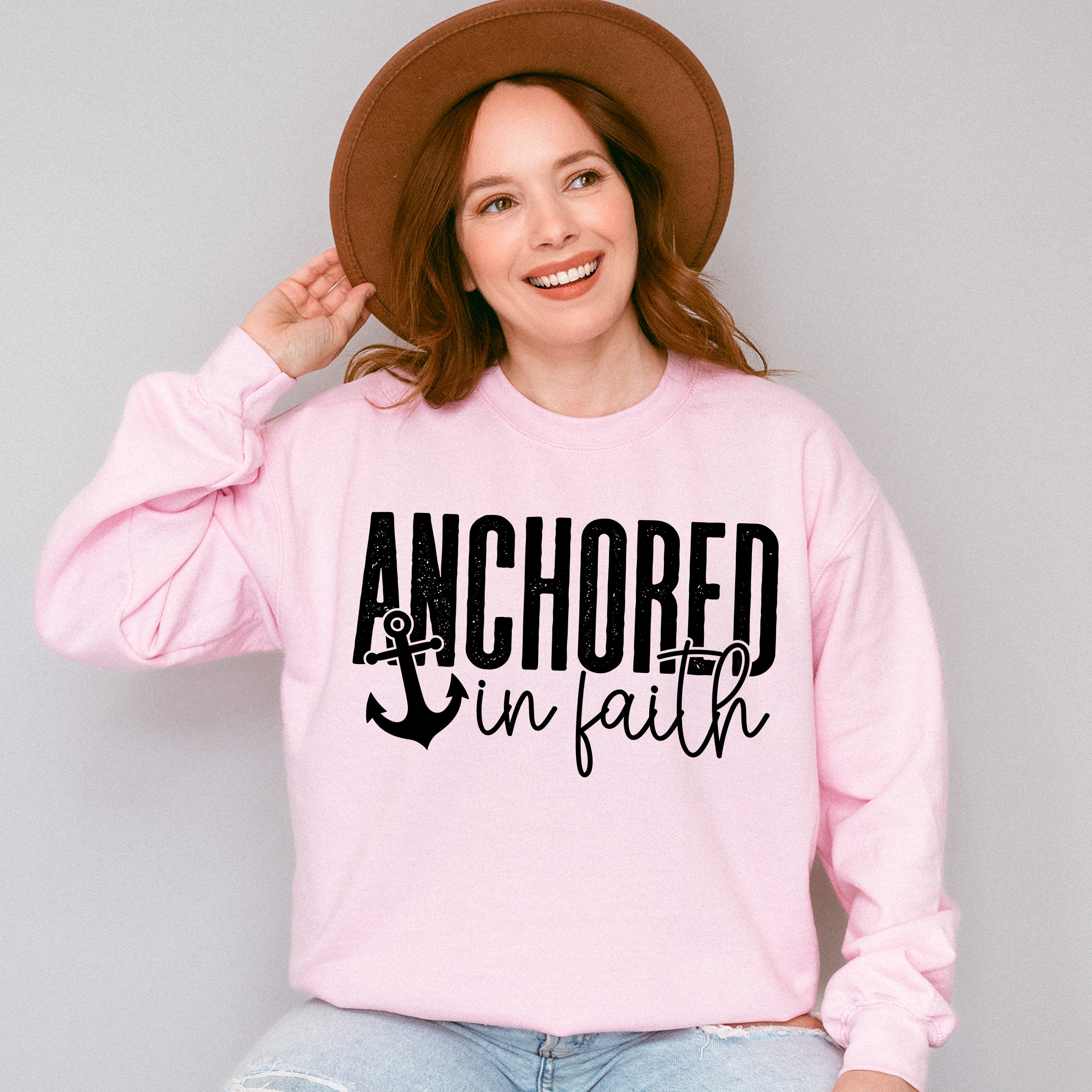 Anchored In Faith Design - Christianity Unisex Crewneck T-Shirt Sweatshirt Hoodie