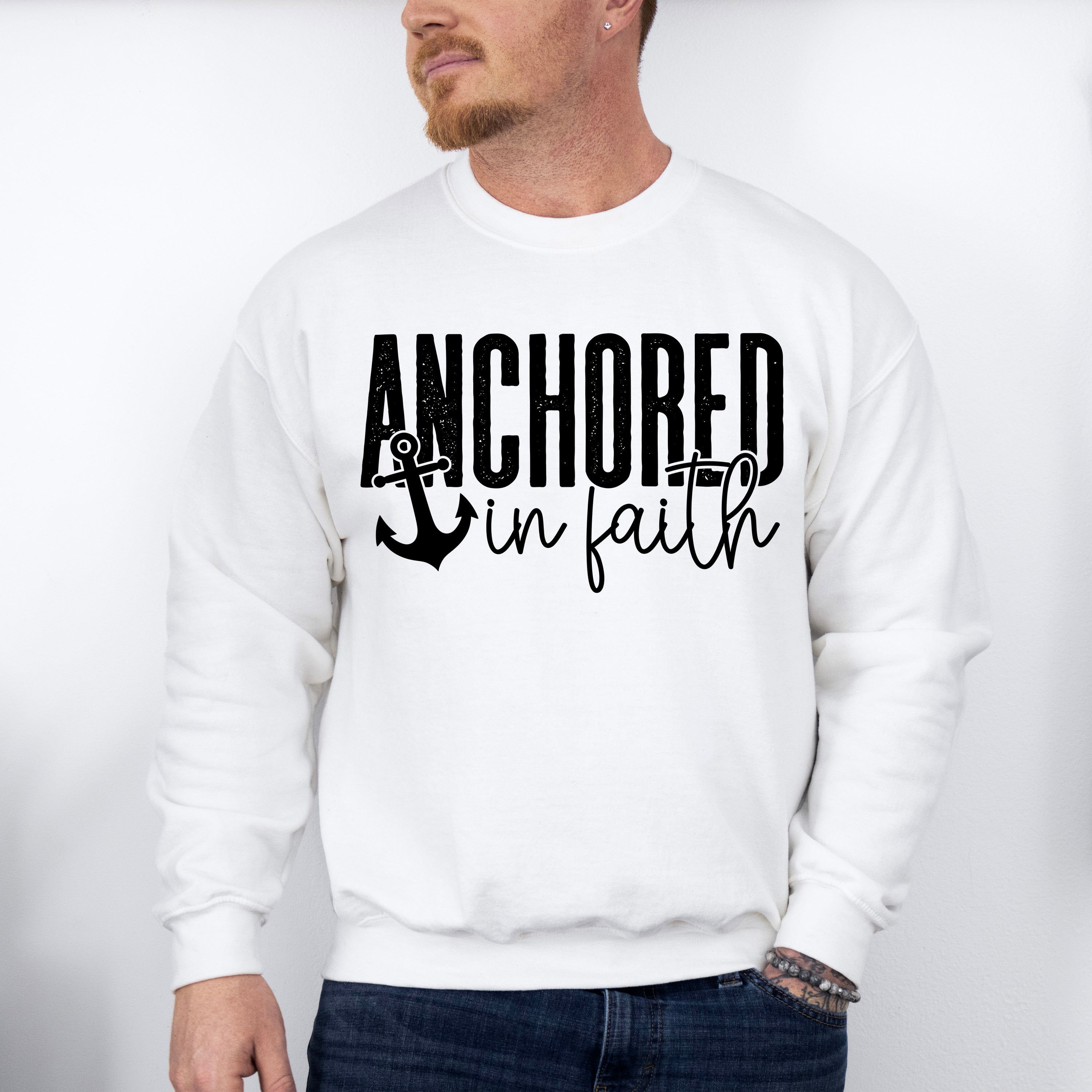 Anchored In Faith Design - Christianity Unisex Crewneck T-Shirt Sweatshirt Hoodie