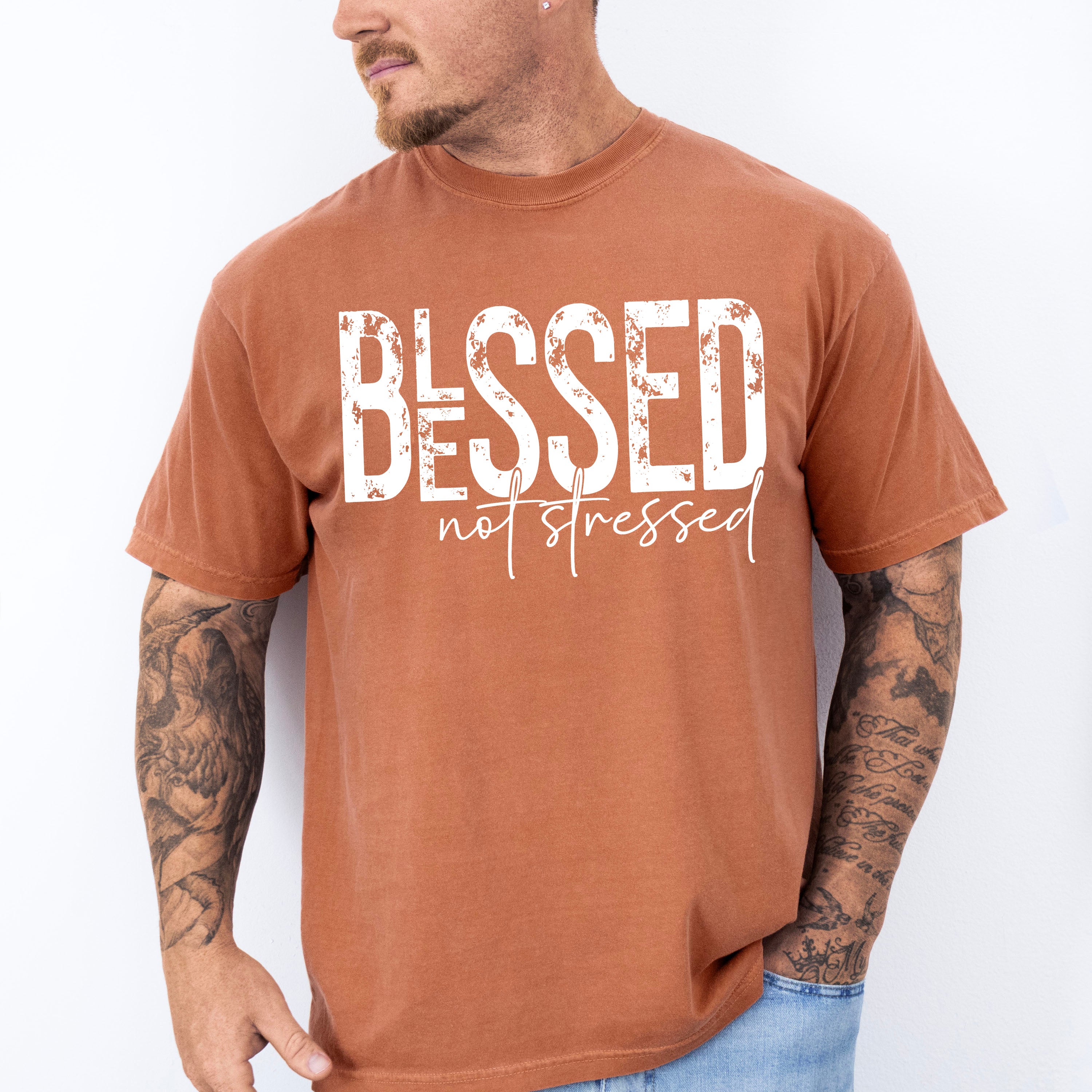 Blessed Not Stressed - Christianity Unisex Crewneck T-Shirt Sweatshirt Hoodie